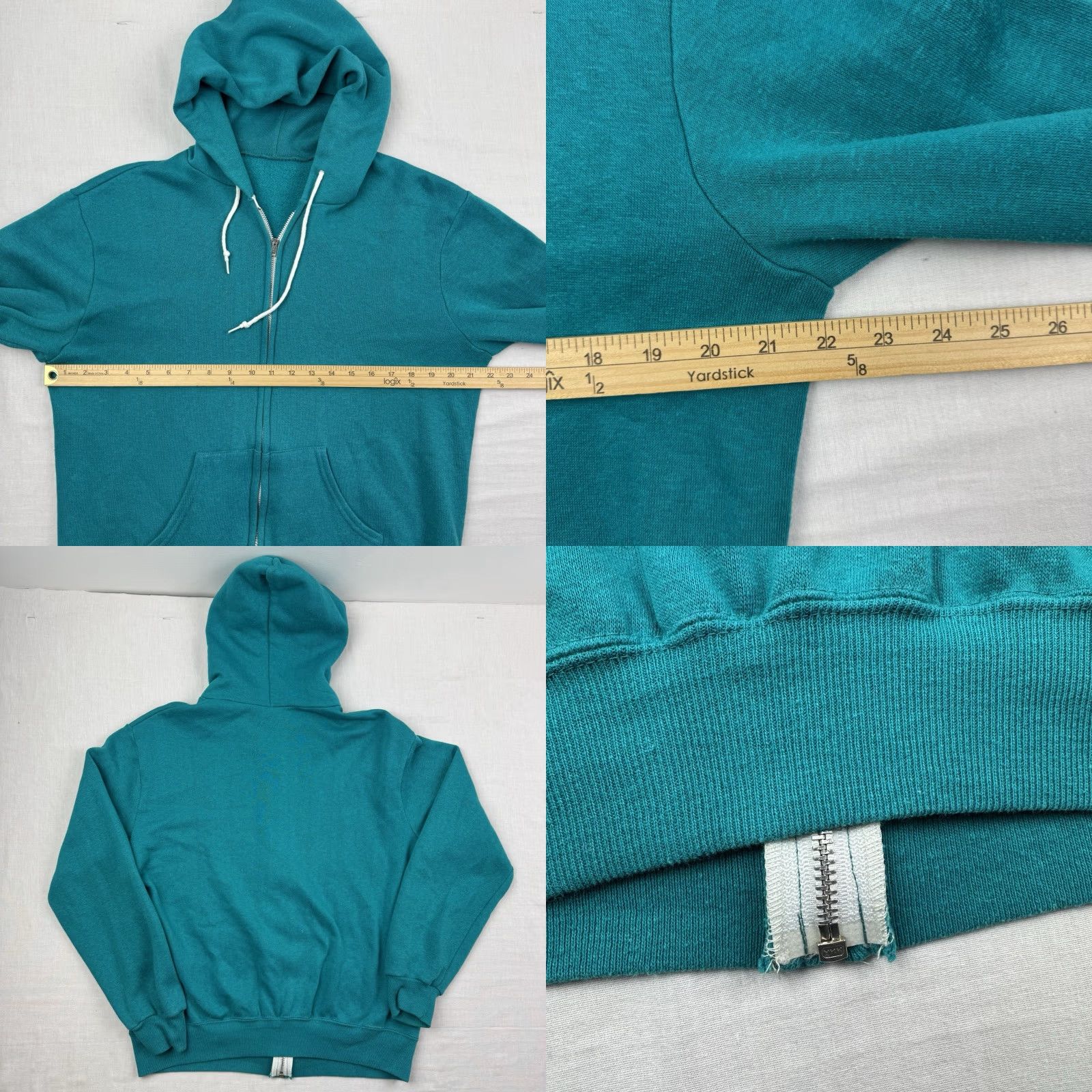 Altea Vintage Full Zip Hoodie Mens Adult Medium Teal Pockets 80s USA Cotton Blend Size US M / EU 48-50 / 2 - 8 Thumbnail