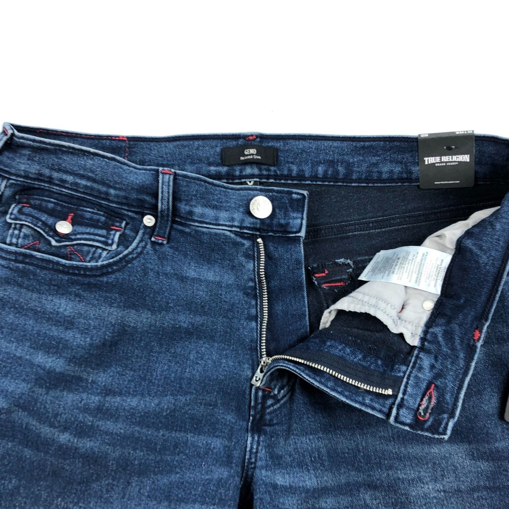 True Religion VINTAGE True Religion Jeans Mens 34x32 Slim Dark Wash Blue Geno Relaxed Flap NWT Size US 34 / EU 50 - 2 Thumbnail