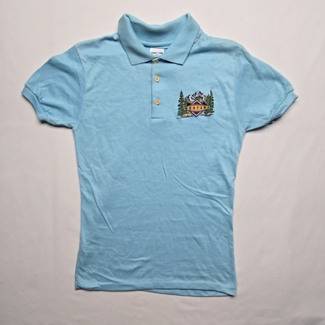 Vintage Vintage Montana Polo Nature Graphic Light Blue S Shirt 90s Size S / US 4 / IT 40 - 1 Thumbnail