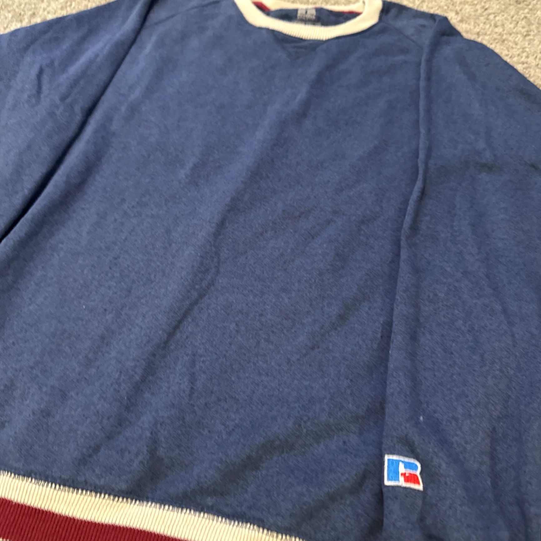 Russell Athletic Russell Athletic Sweatshirt Crewneck 2XL Navy Blue Red White Stripe Cuffs Size US XXL / EU 58 / 5 - 4 Thumbnail
