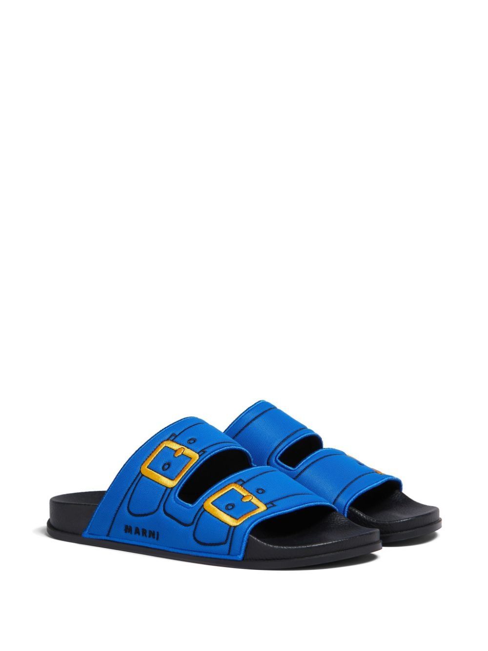 oc11z0525 Embroidered Slip On Slides in Blue