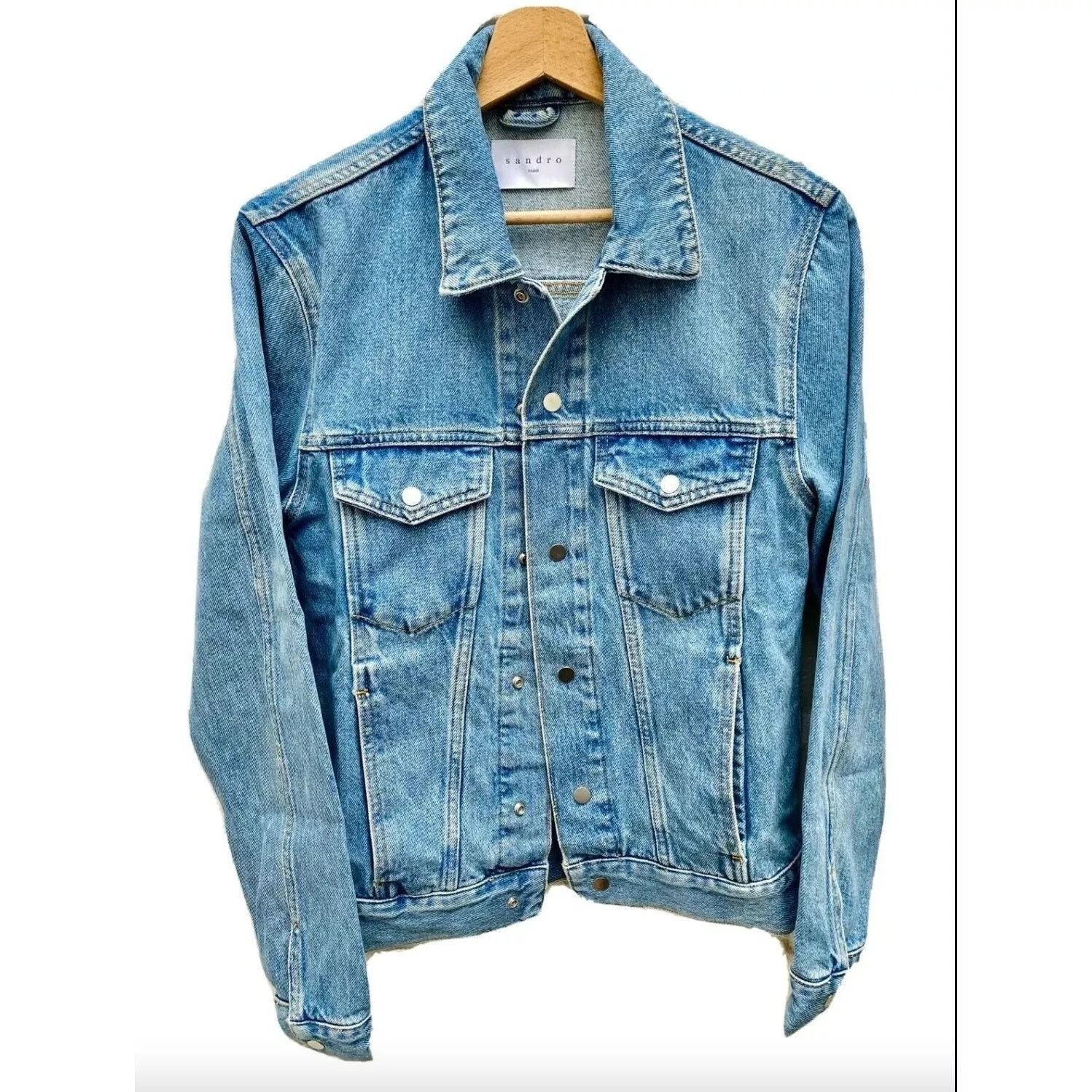 Sandro Light Blue Denim Jacket Size US S / EU 44-46 / 1 - 1 Thumbnail