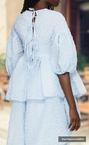 Cecilie Bahnsen Light Blue Matelassé Peplum Top Size S / US 4 / IT 40 - 2 Thumbnail