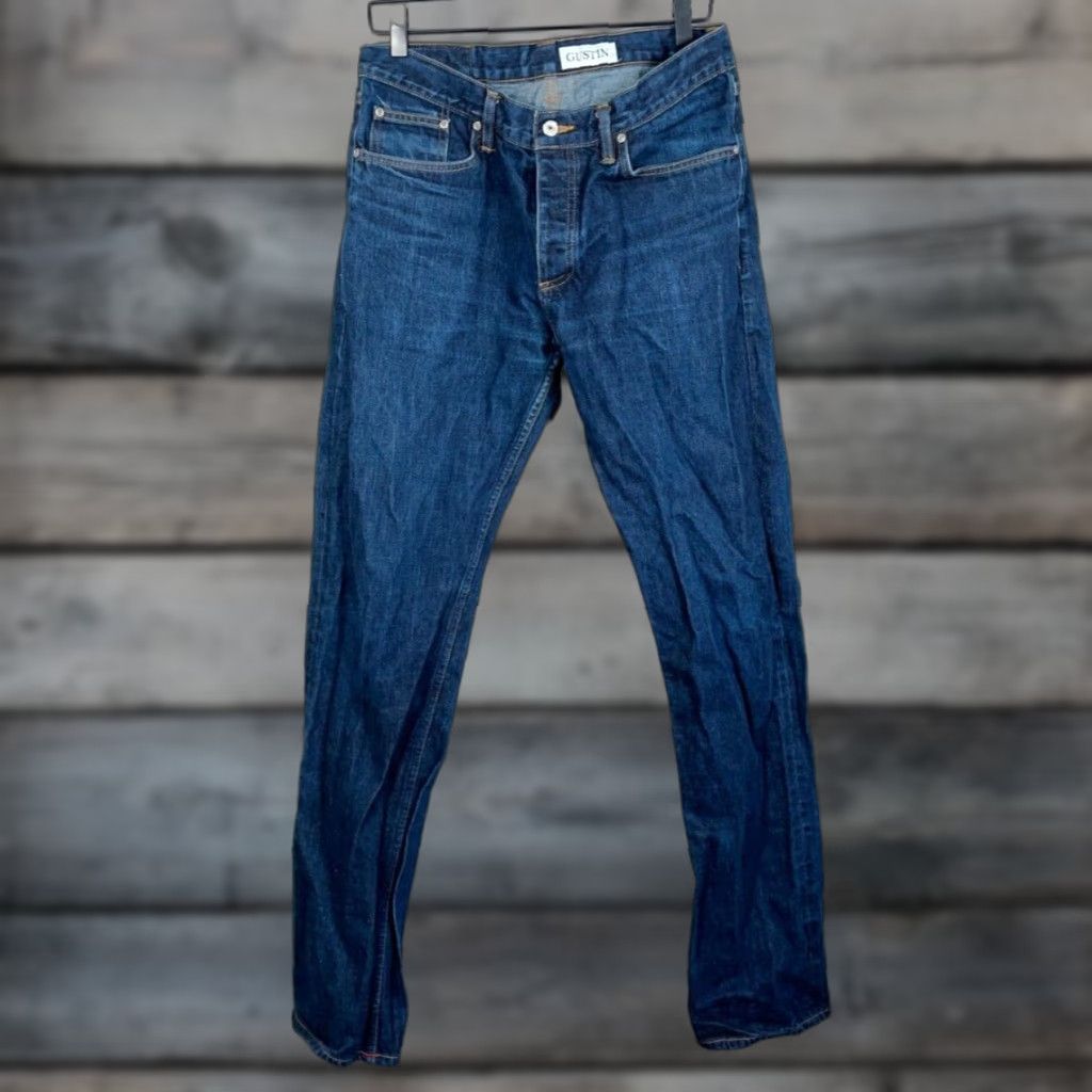 Gustin Gustin California Straight Leg Jeans Men's 32 x 33 Blue Raw Selvedge Denim 5-Pocket Straight Rise Mid Vintage: No Mens Size US 32 / EU 48 - 1 Thumbnail