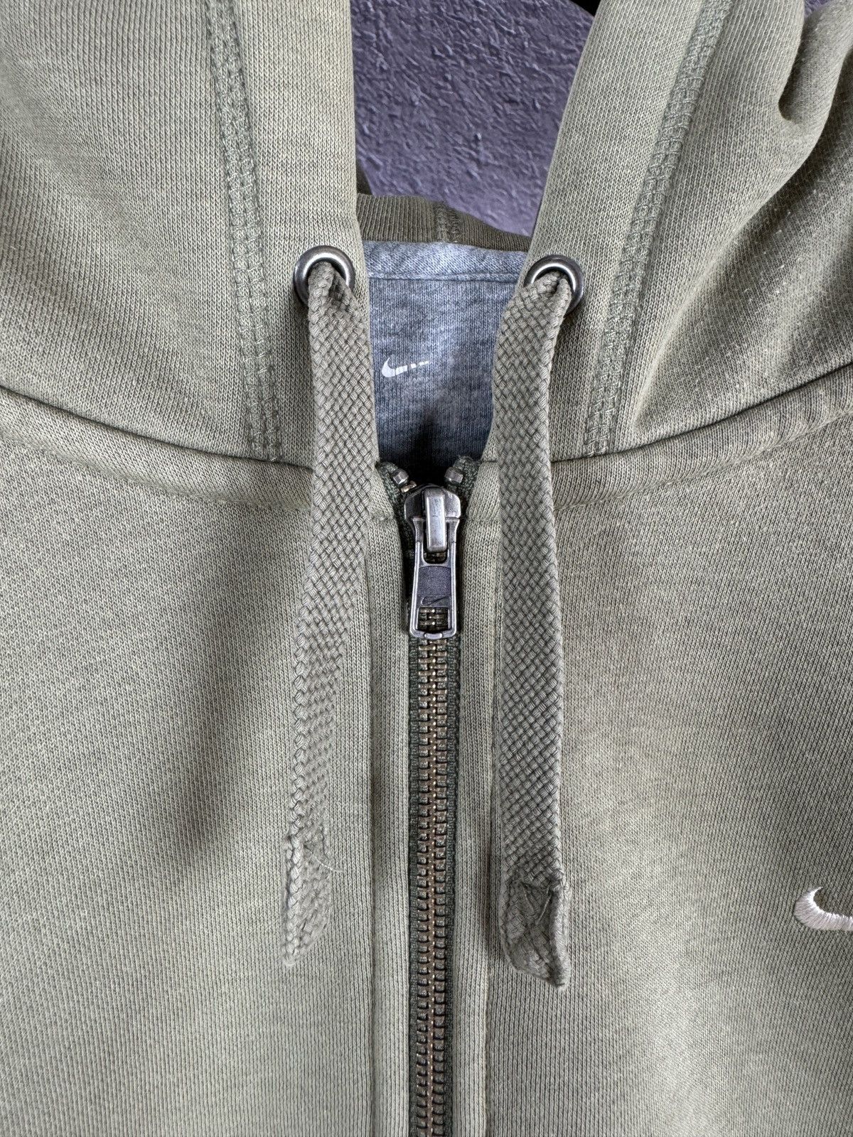 Nike × Vintage Nike vintage Y2K khaki green small logo hoodie swoosh drill Size US XL / EU 56 / 4 - 6 Thumbnail