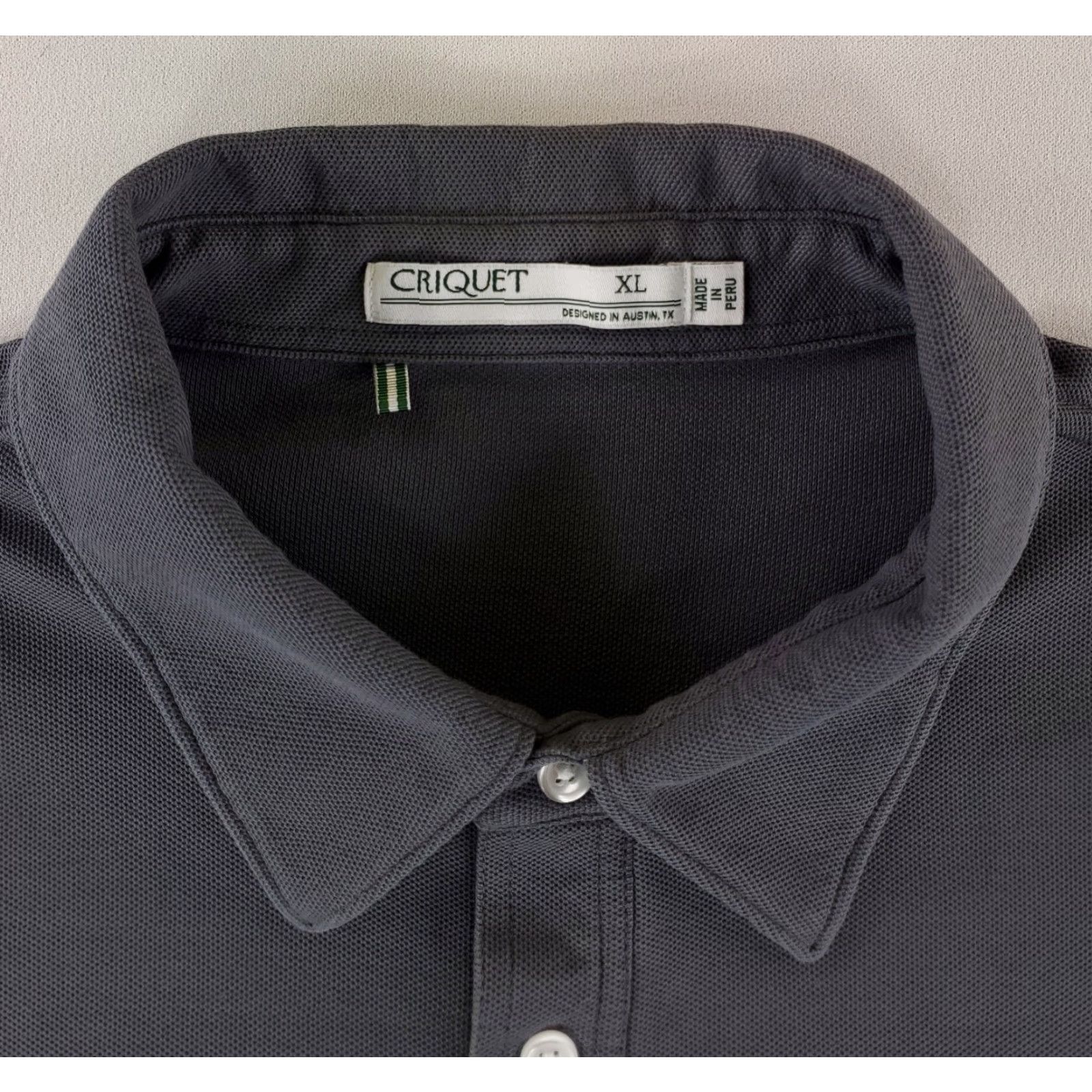 Vintage Criquet Long Sleeve Polo Shirt Gray Pique Cotton Mens XL Size US XL / EU 56 / 4 - 2 Thumbnail