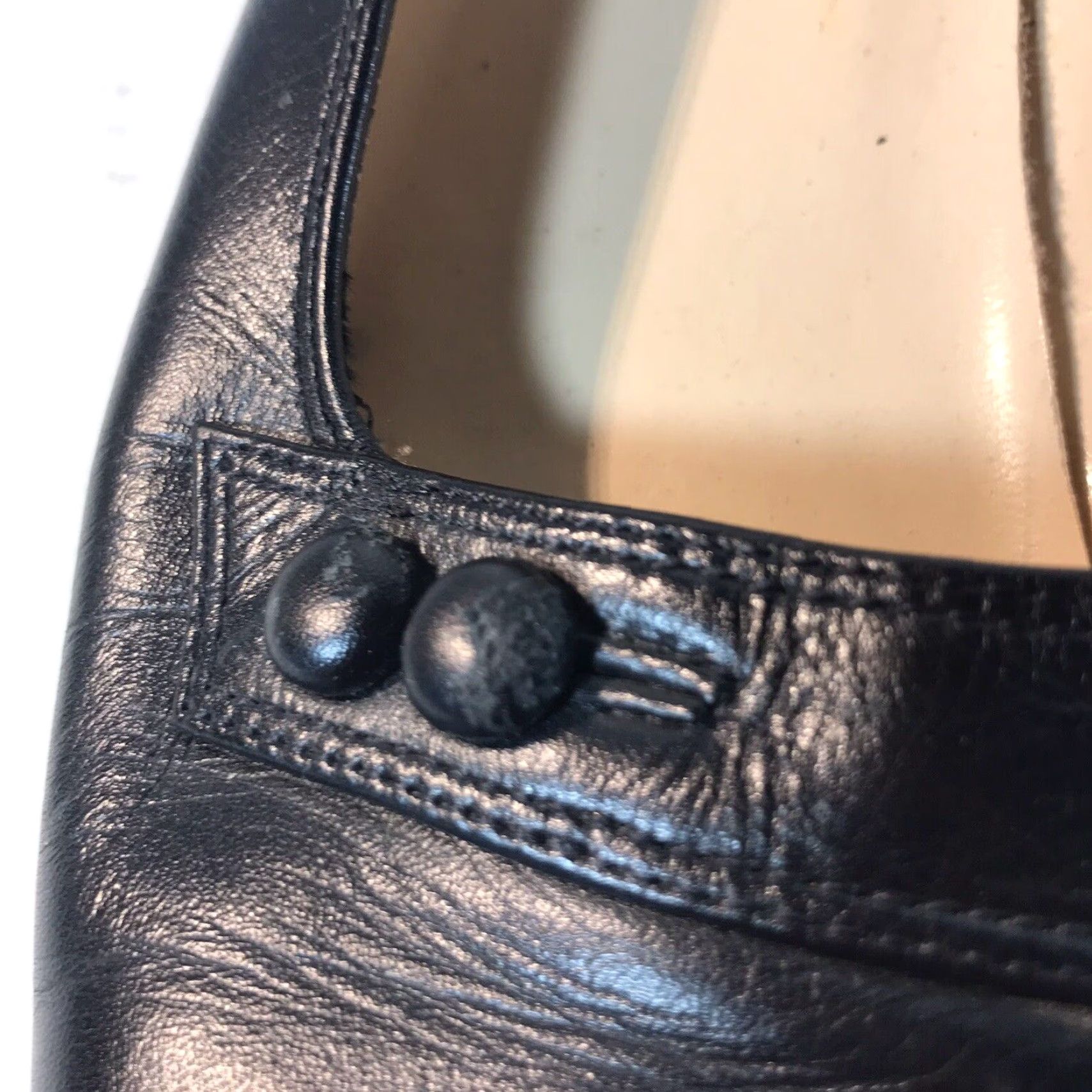 Vintage Madeline Chestnut Black Leather Block Heel Dress Shoes Womens Size 7.5M Square Toe Size M / US 6-8 / IT 42-44 - 4 Thumbnail
