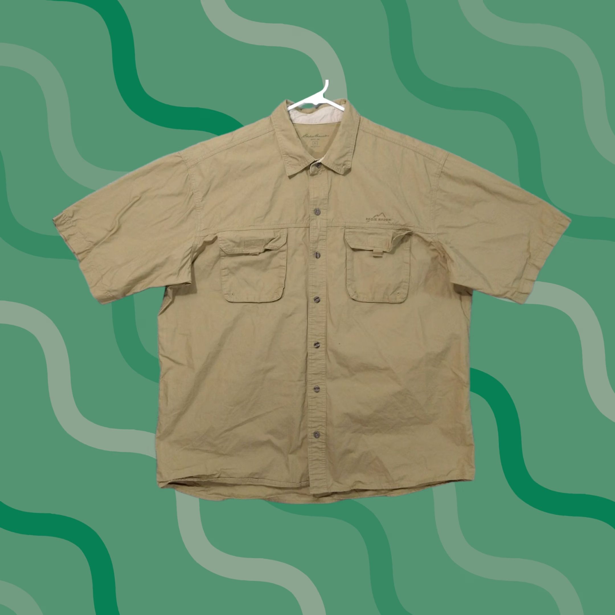 Eddie Bauer Eddie Bauer Shirt Mens XL Green Safari Short Sleeve Ripstop Pockets Cotton Size US XL / EU 56 / 4 - 1 Thumbnail