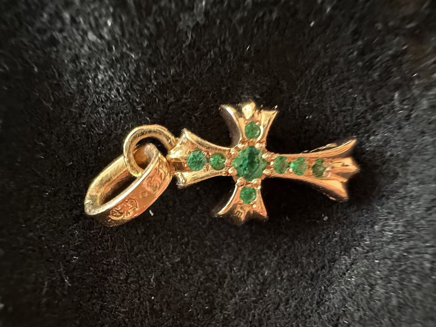 Chrome Hearts Chrome Hearts 22K Gold Emerald Babyfat Cross Charm Pendant Size ONE SIZE - 6 Thumbnail