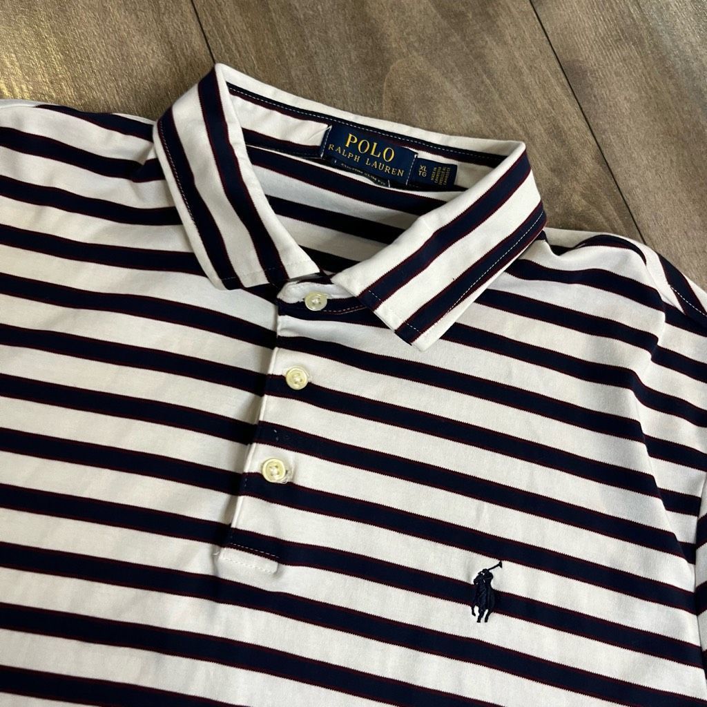 Polo Ralph Lauren Polo Ralph Lauren Blue Stripe Polo Shirt Men XL Bin B-53 Size US XL / EU 56 / 4 - 2 Thumbnail