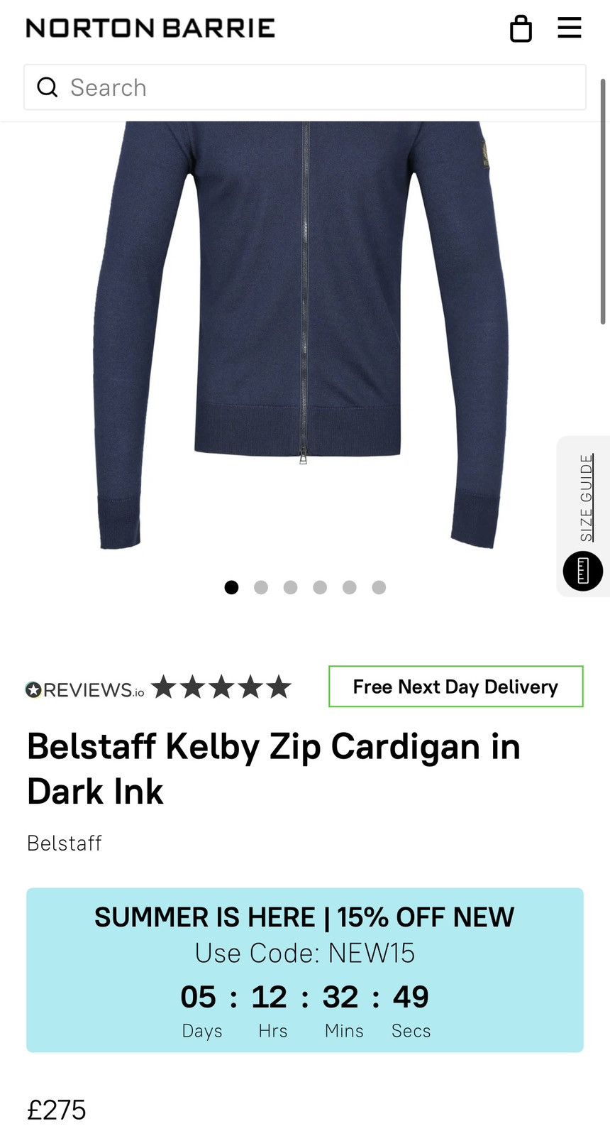 Belstaff Belstaff KELBY ZIP CARDIGAN dark ink size L Size US L / EU 52-54 / 3 - 13 Thumbnail