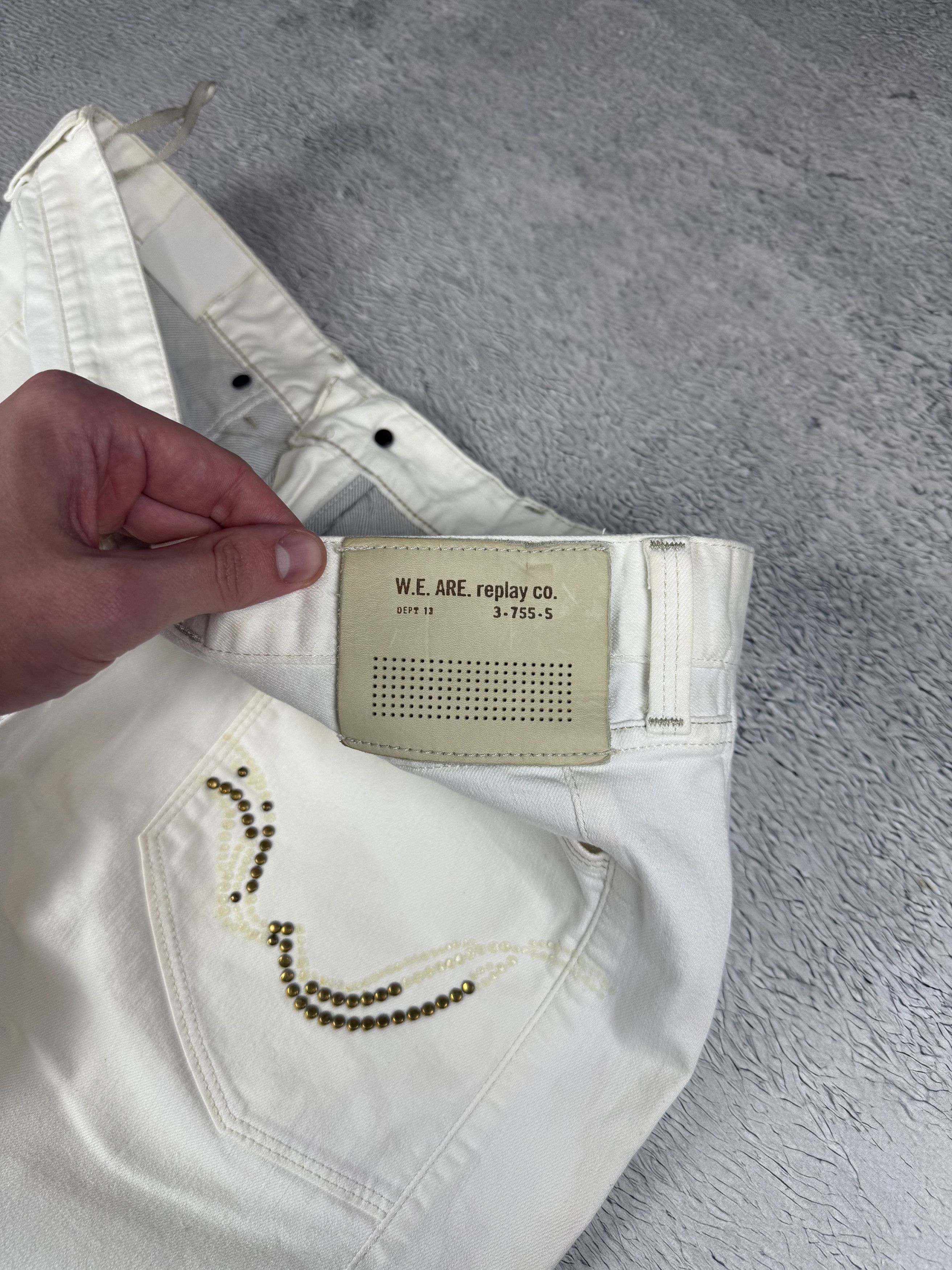 Replay Replay Carmelo Jeans White Back Logo Made In Italy Straigth Size US 36 / EU 52 - 5 Thumbnail