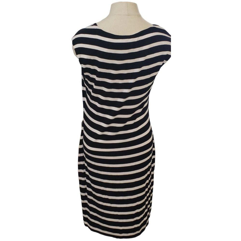 Calvin Klein CT513 Calvin Klein Striped Black & White Midi Knit Dress 10 Size L / US 10 / IT 46 - 2 Thumbnail