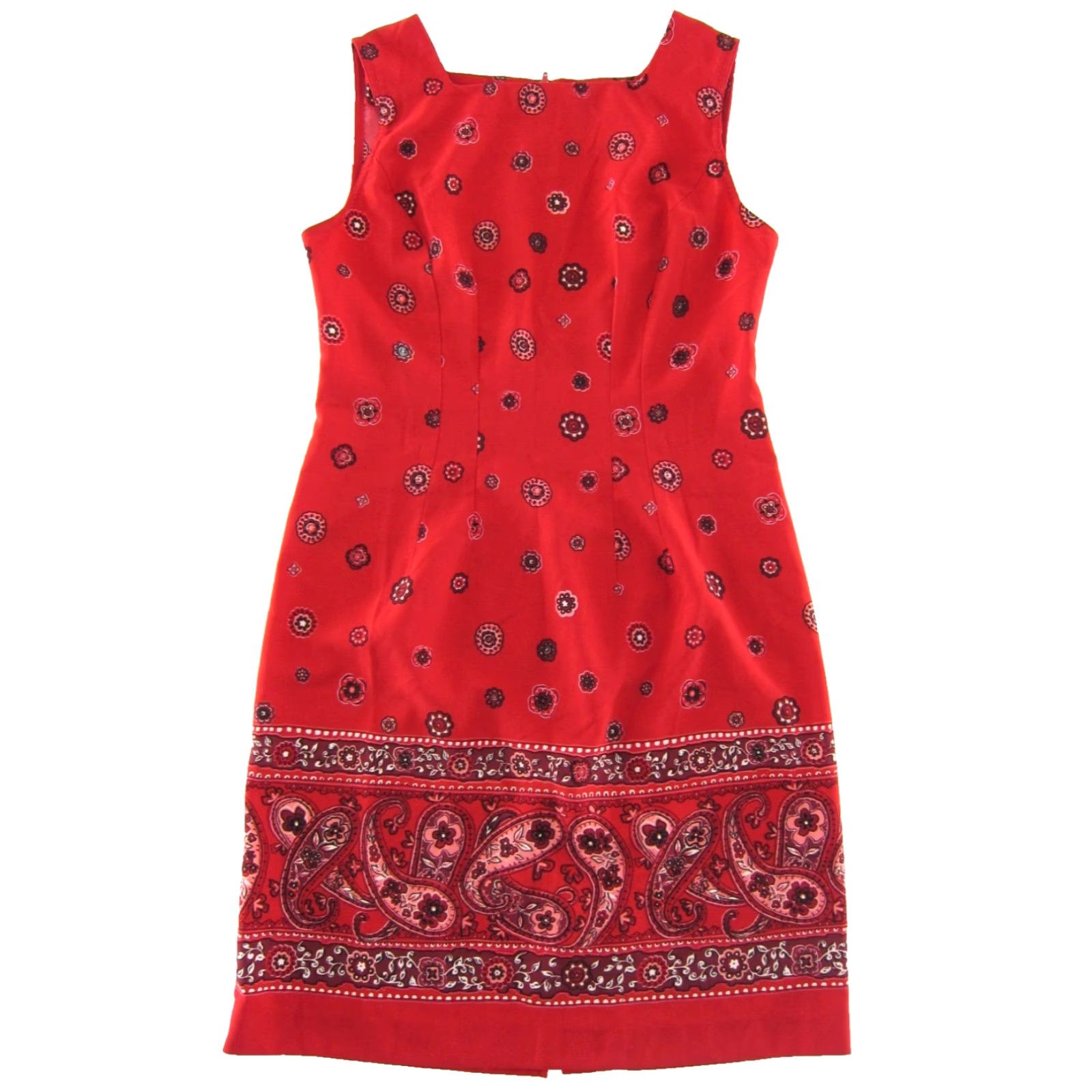 Vintage VINTAGE Prophecy Red Black Paisley Floral Sleeveless Shift Tank Dress Women 6 Size M / US 6-8 / IT 42-44 - 2 Thumbnail