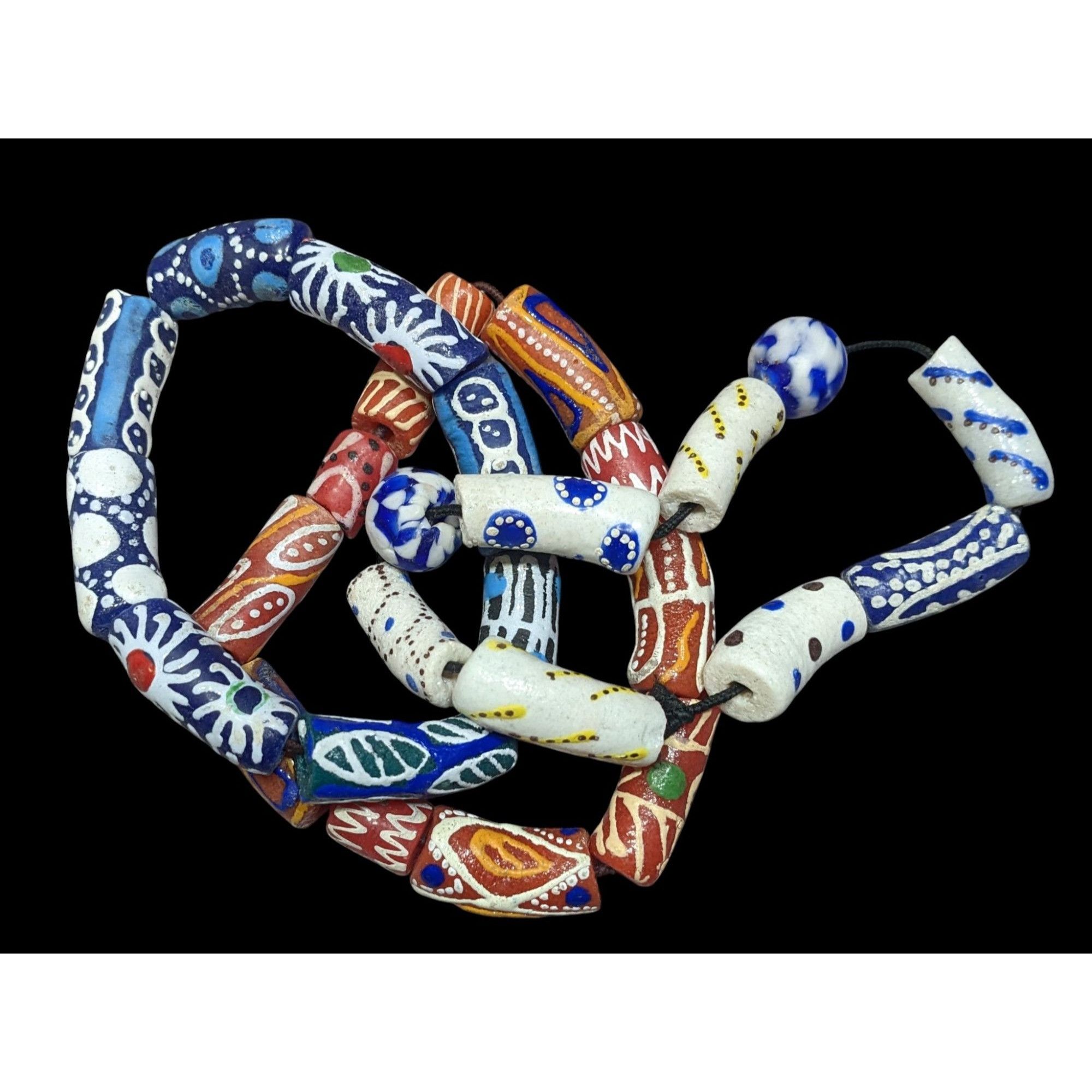 Other Handmade Ghana Africa Krobo Beaded Bracelet Set (3) Size ONE SIZE - 3 Thumbnail