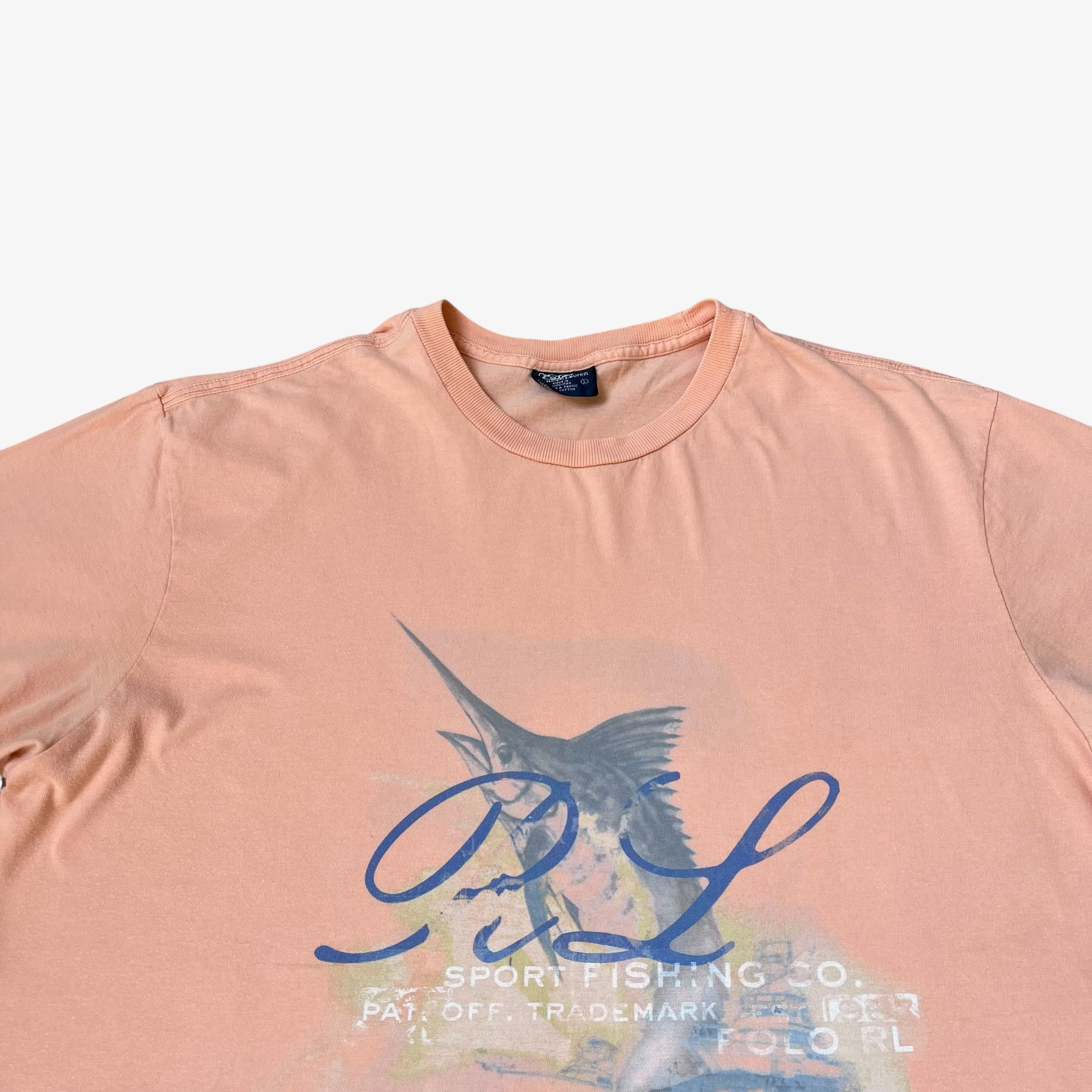 Ralph Lauren Vintage 90s Ralph Lauren Fishing Print Pink T-Shirt Size US L / EU 52-54 / 3 - 3 Thumbnail
