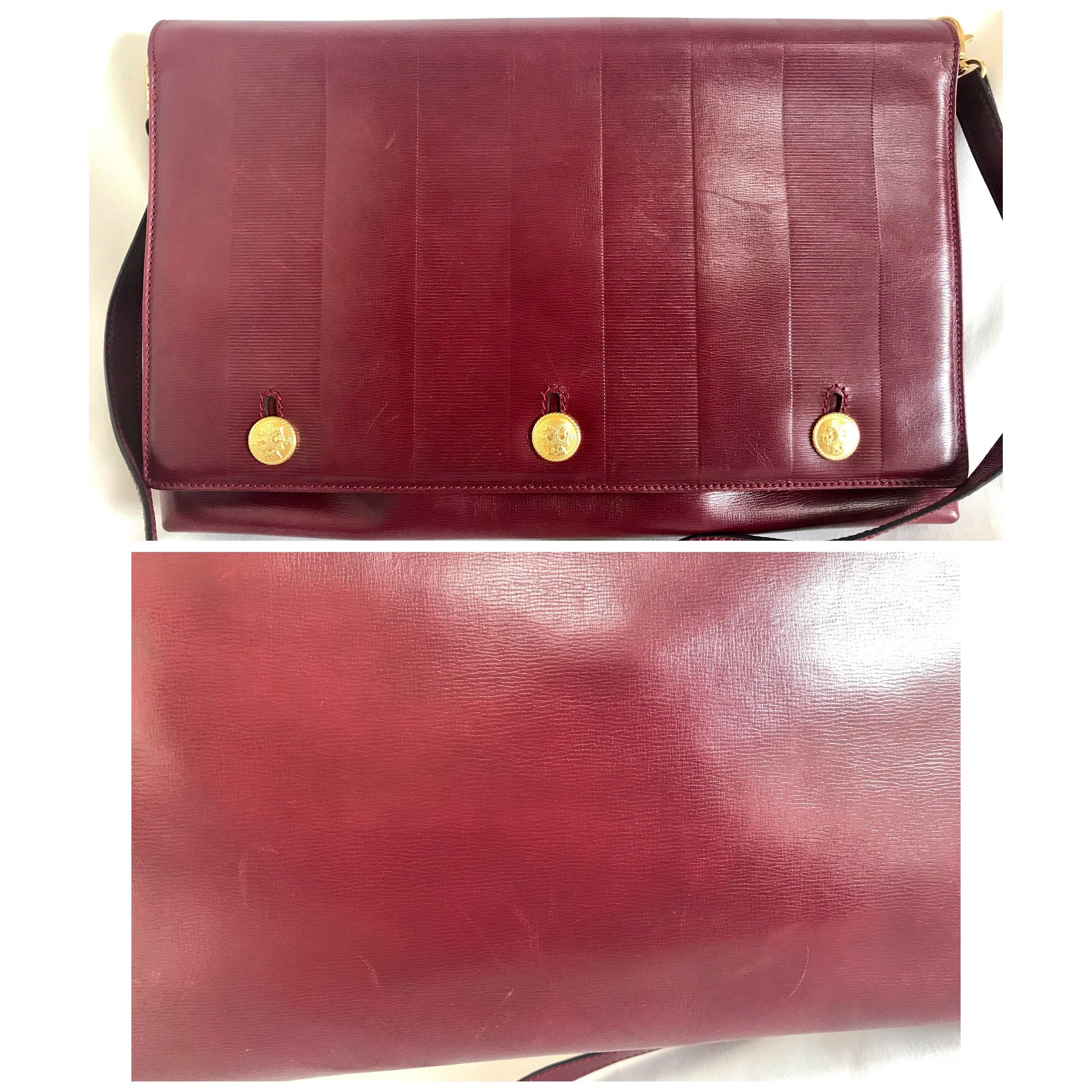 Fendi Vintage FENDI wine leather shoulder bag, large clutch purse Size ONE SIZE - 2 Thumbnail