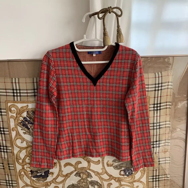 Burberry Burberry Red Check Cotton Top for Women Size M / US 6-8 / IT 42-44 - 1 Thumbnail