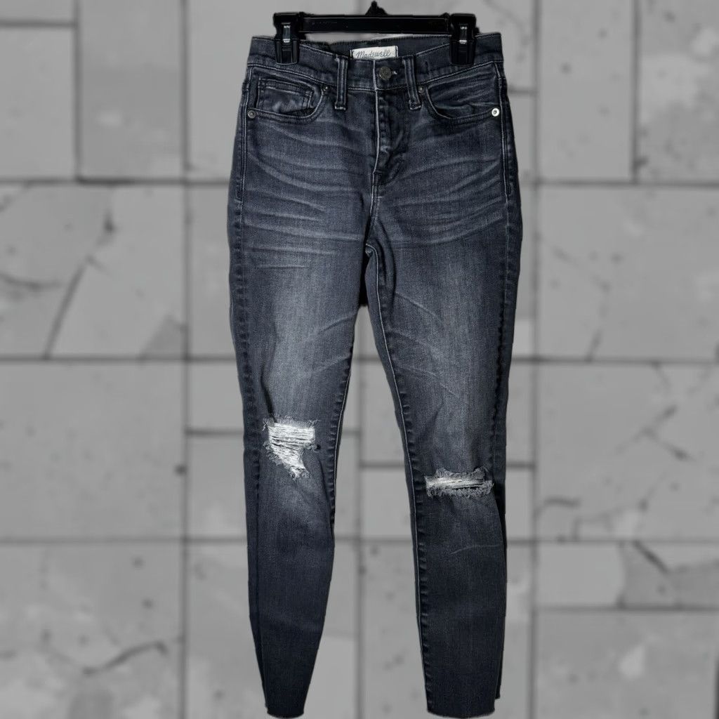 Madewell Madewell Gray Distressed High Riser Skinny Jeans Womens Size 24 Size 42" / US 20 - 1 Thumbnail