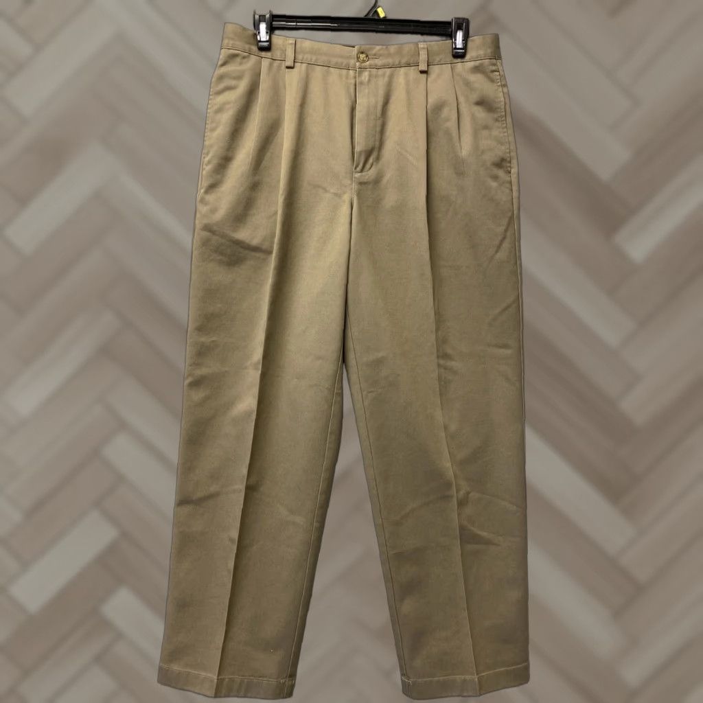 Vintage L.L. Bean Men's Chino Pants 36x30 Straight Leg Flat Front Brown Cotton Casual Business Size US 36 / EU 52 - 1 Thumbnail