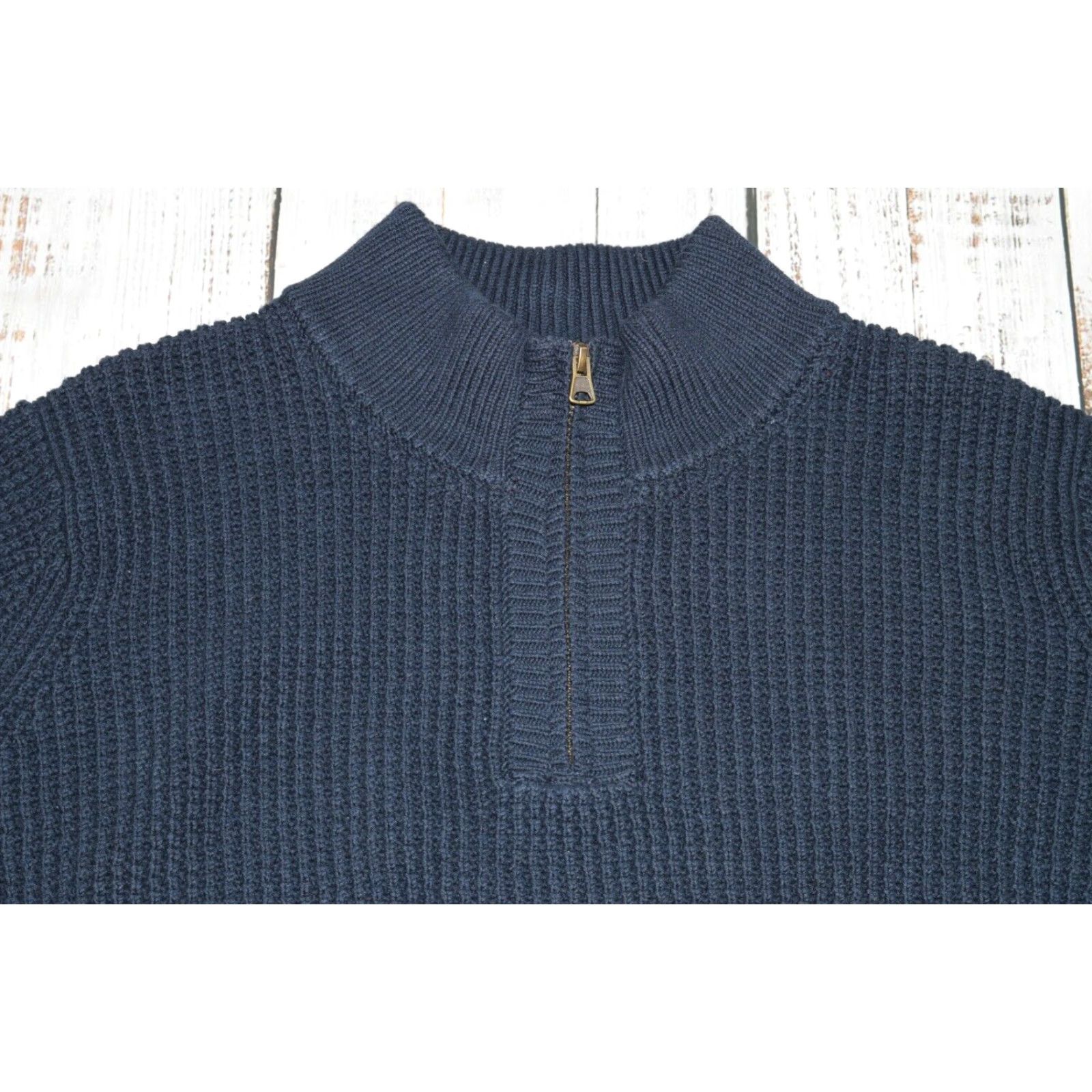 Vintage L.L. BEAN Men's 1/4 Zip Pullover Sweater Heavyweight Waffle Knit XXL Navy Blue Size US XXL / EU 58 / 5 - 2 Thumbnail