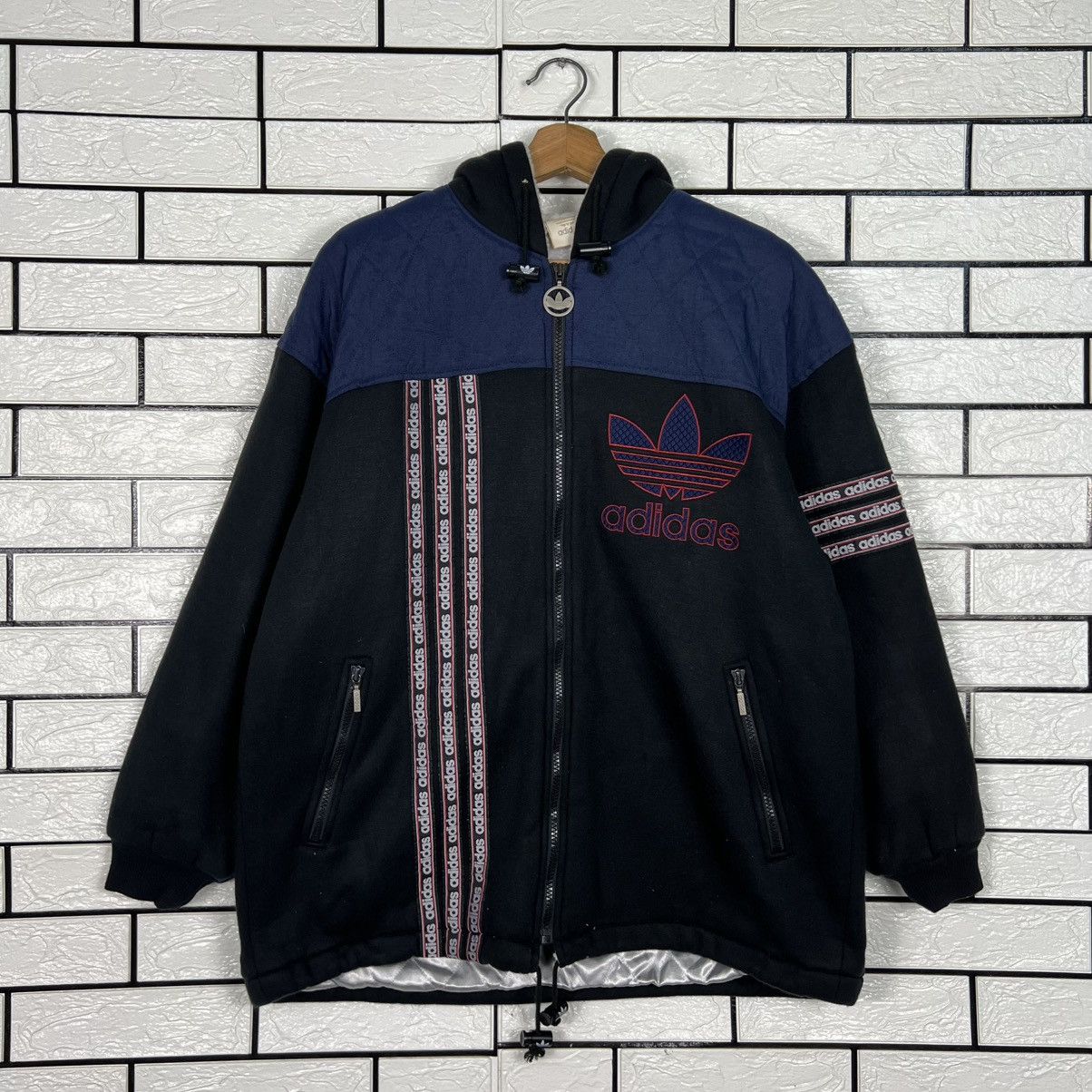 Adidas Vintage 90's ADIDAS Fleece Lined Hooded Jacket #4060-C184 Size US M / EU 48-50 / 2 - 1 Thumbnail