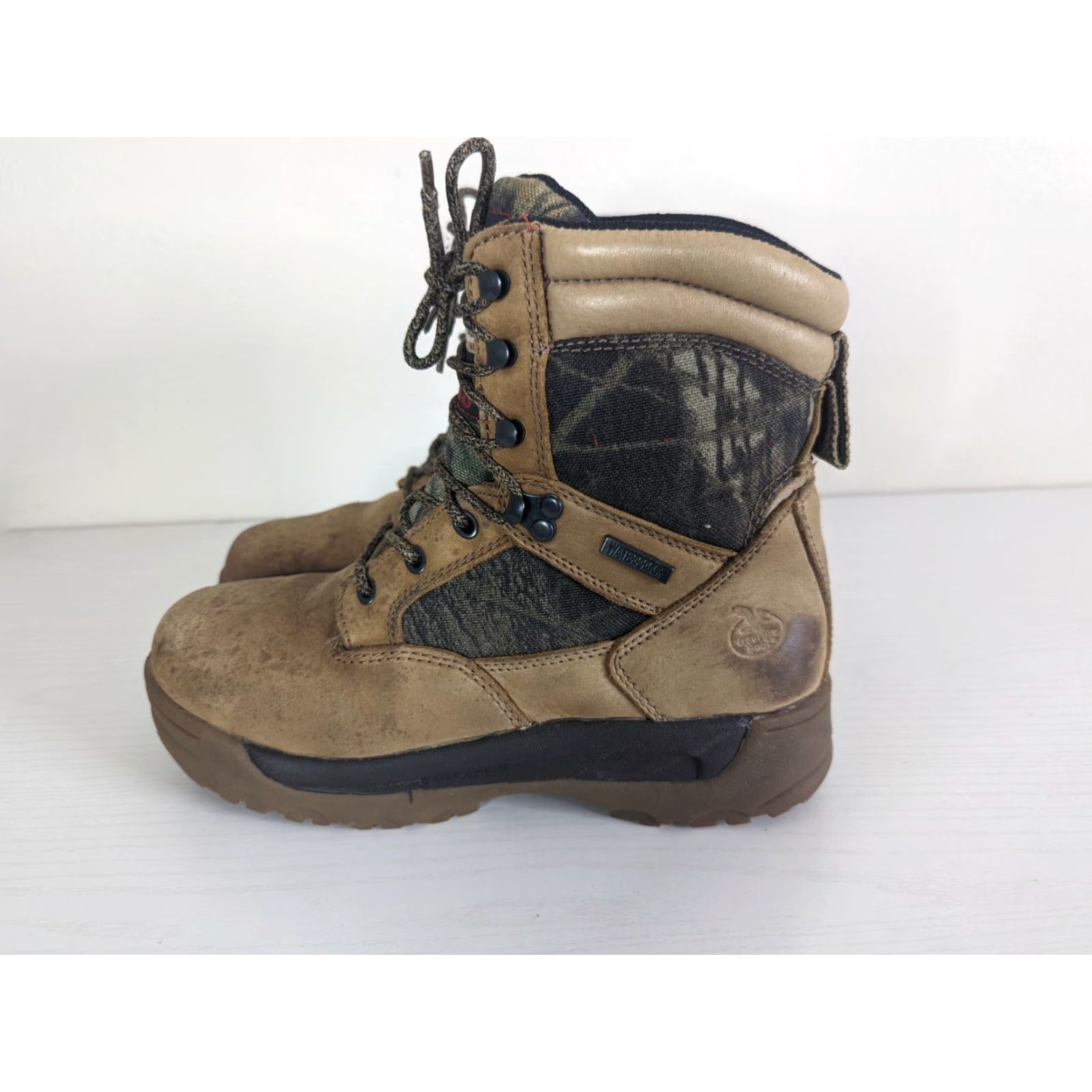 Vintage GEORGIA BOOT Thinsulate 600 Camo Steel Toe Work Boot G3464 Men's Size 8MBrown Leather Waterproof Boots Mens Size US 8 / EU 41 - 4 Thumbnail