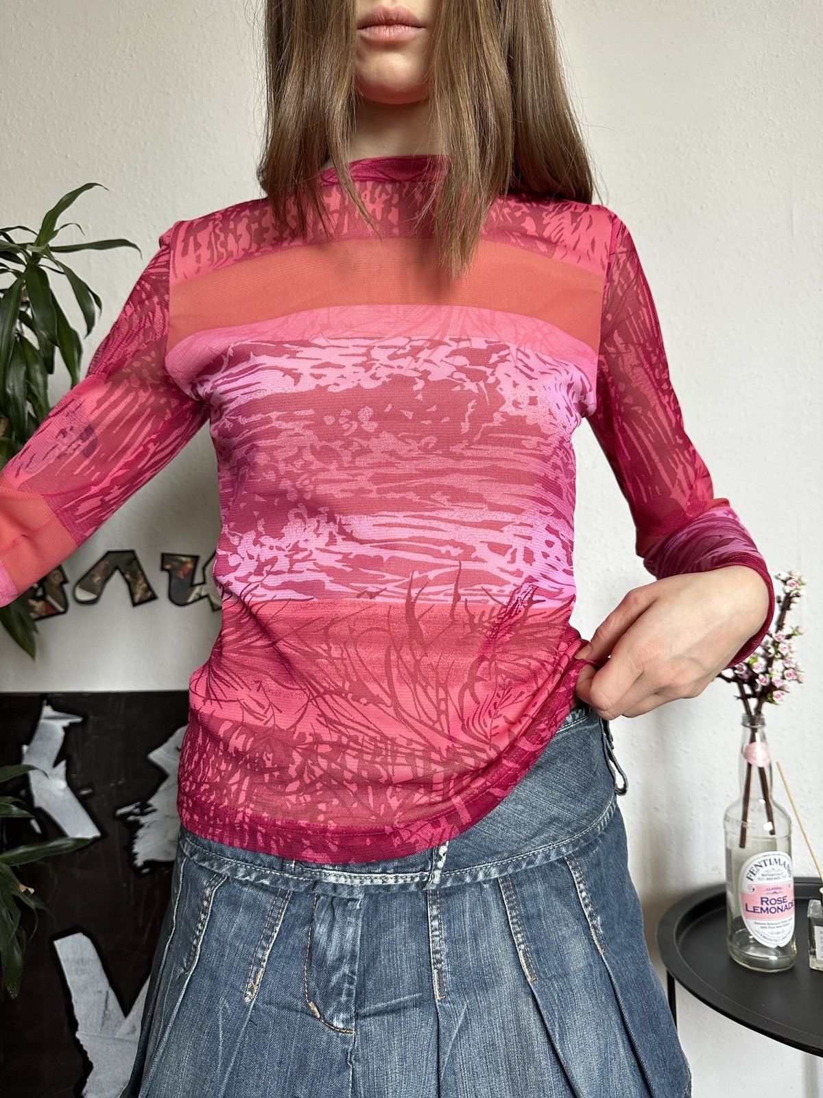Seditionaries Vintage Printed Mesh Graphic Abstract y2k Long Sleeve Size XS / US 0-2 / IT 36-38 - 6 Thumbnail