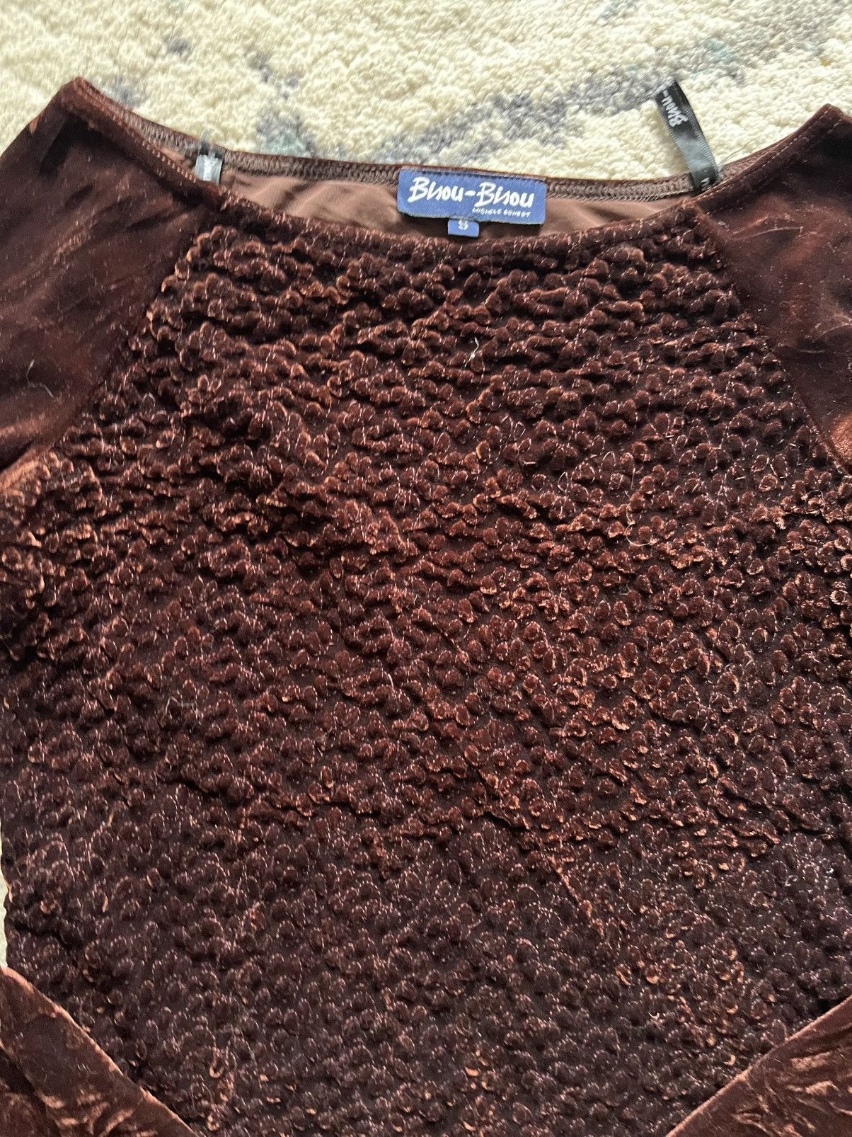 Other Vintage Brown Velvet Top Size S / US 4 / IT 40 - 2 Thumbnail