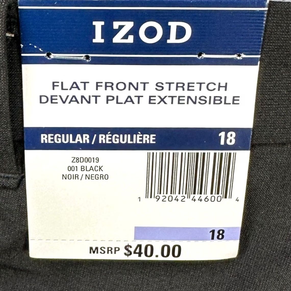 Izod VINTAGE Izod Pants Trouser Womens 18 Black Devant Plat Extensible Flat Front Stretch NEW Size 40" / US 18 - 2 Thumbnail