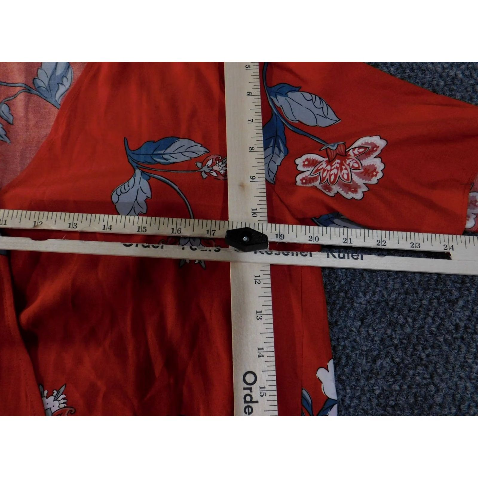 Loft LOFT Outlet Blouse Womens Small Red Floral Wrap V-Neck Tie Sleeve Lightweight Top Size S / US 4 / IT 40 - 7 Thumbnail