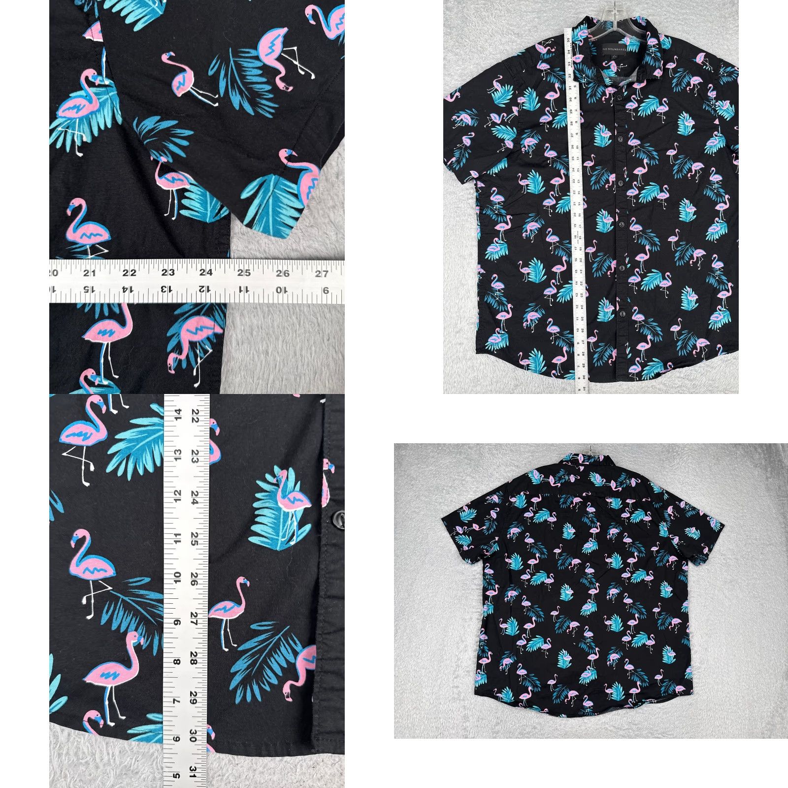 Vintage No Boundaries Shirt Men XL Black Aloha Hawaiian Vacation Beach Floral Resort 90s? Size US XL / EU 56 / 4 - 8 Thumbnail