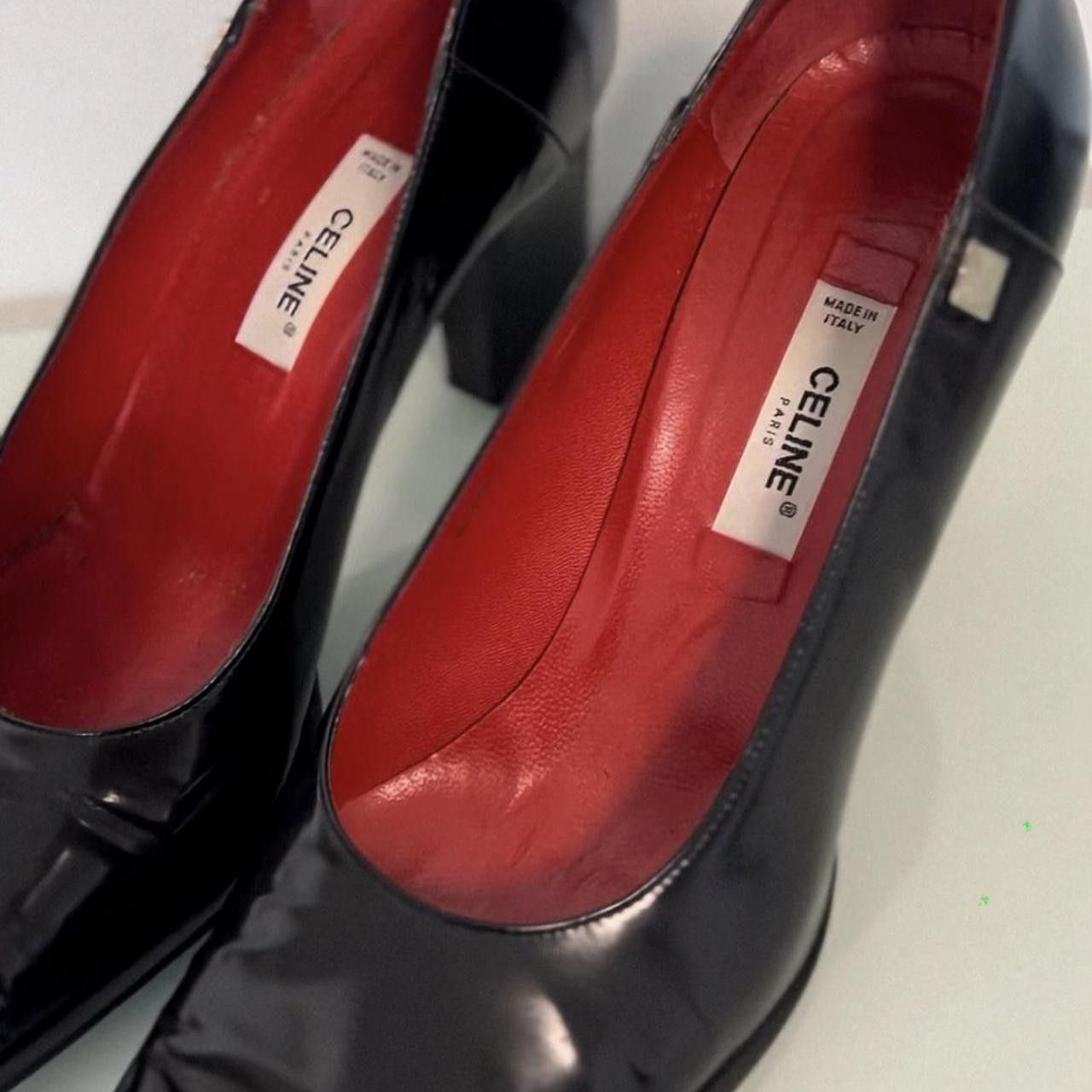 Celine CELINE Paris designer women's Black Leather Pumps Court Heel Size US 10 / IT 40 - 2 Thumbnail