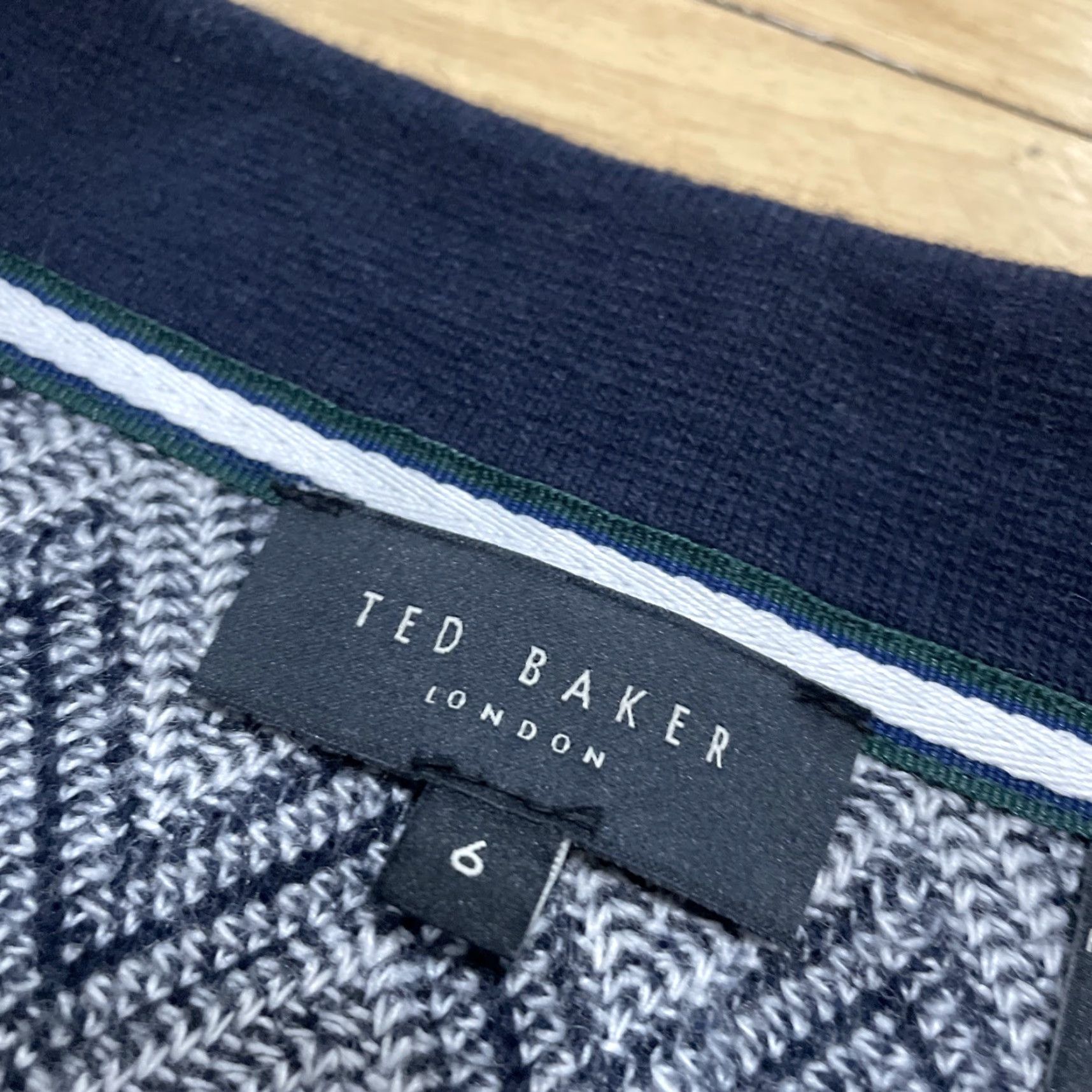 Ted Baker Ted Baker London Men 6 Waldun Navy Cream Zig Zag Stitch Polo Shirt Short Sleeve Geometric Pattern Polo Shirt Mens XS-XL Corporate Casual Dressy Size US S / EU 44-46 / 1 - 6 Thumbnail