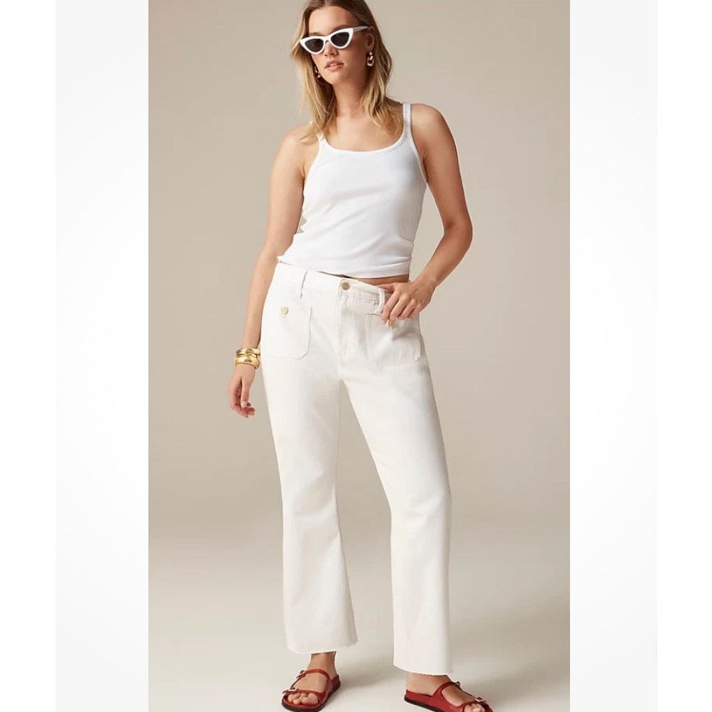 J.Crew NWT J.Crew Sailor Mid Rise Relaxed Demi Boot Jean White 28 Size 28" / US 6 / IT 42 - 1 Thumbnail