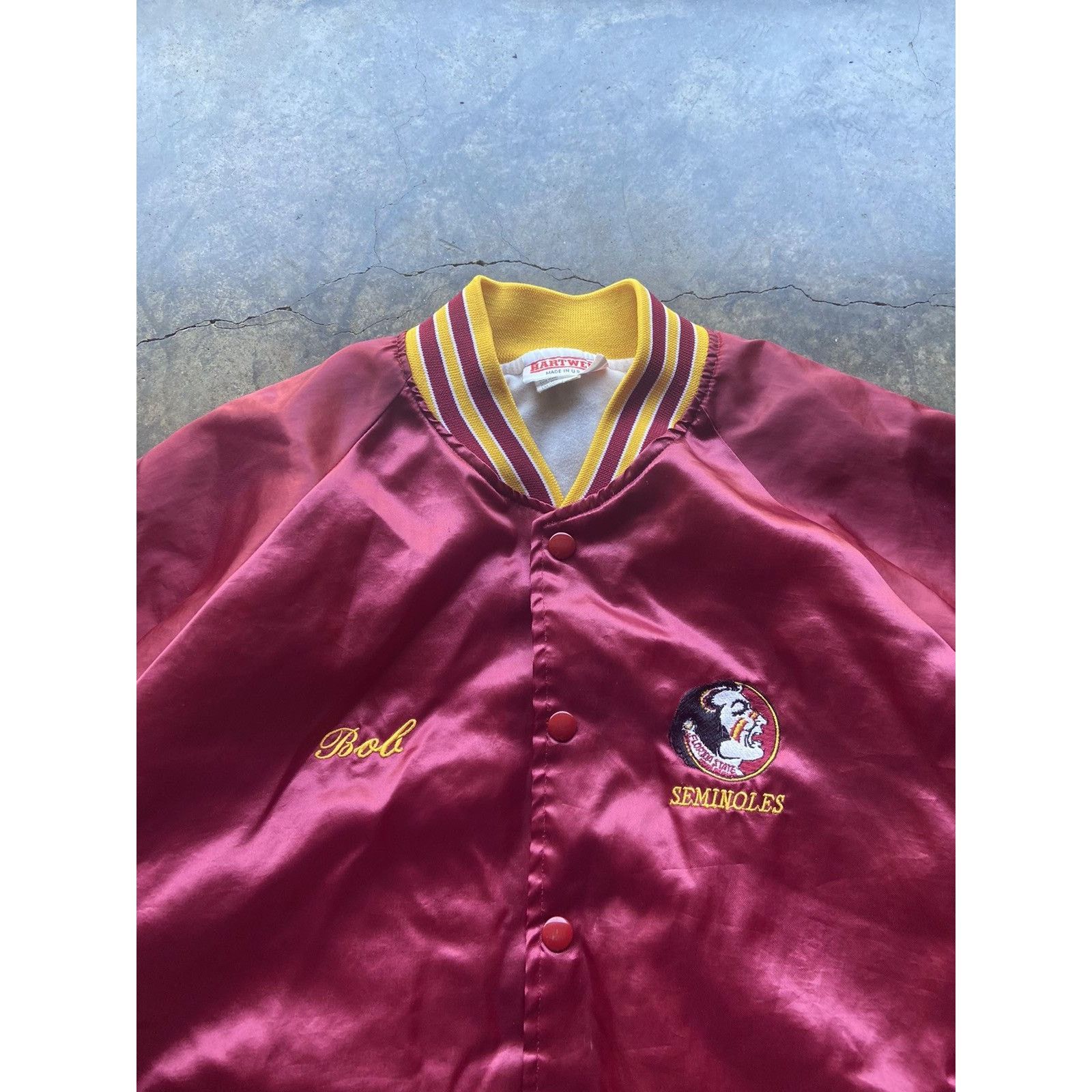 NCAA × Vintage Crazy Vintage 90’s FSU Seminoles USA Made Satin Jacket Size US XL / EU 56 / 4 - 2 Thumbnail