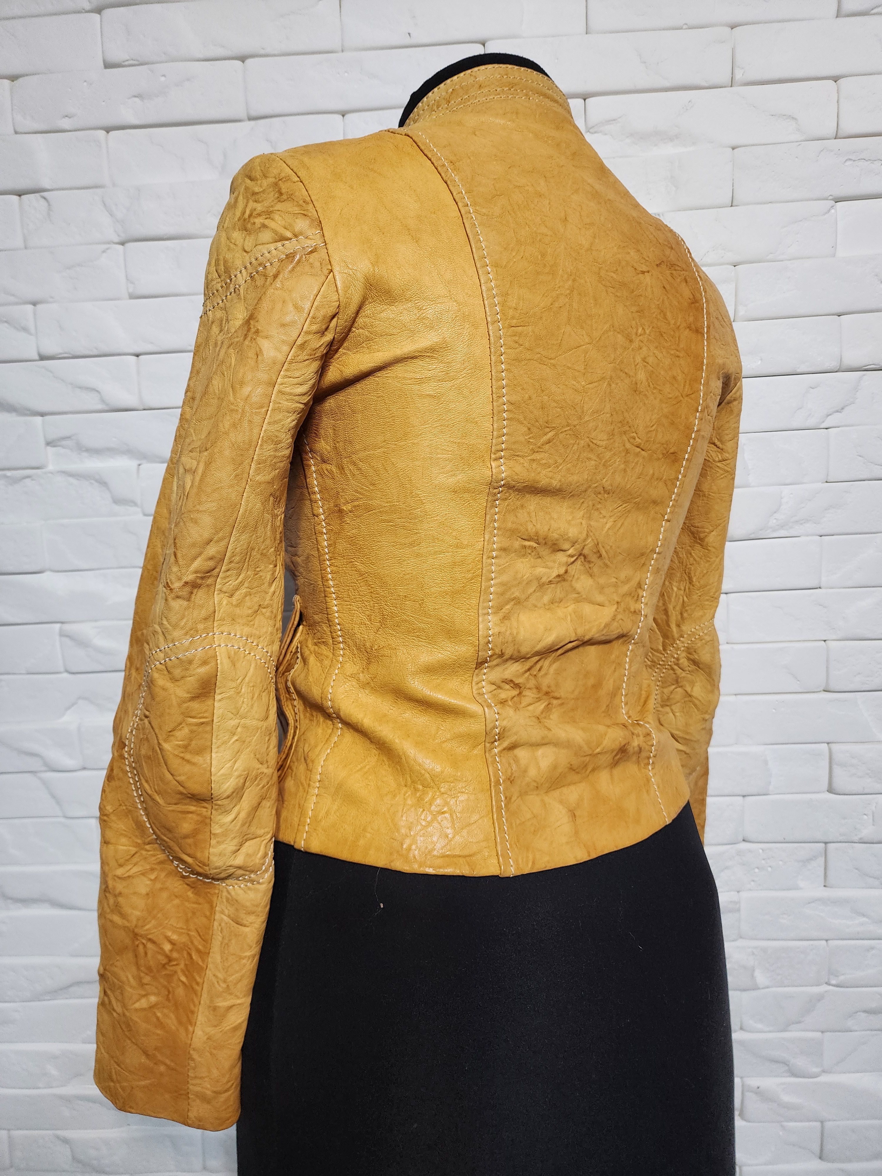Other Yellow Leather Jacket: Women's Zipper Up Size S / US 4 / IT 40 - 6 Thumbnail