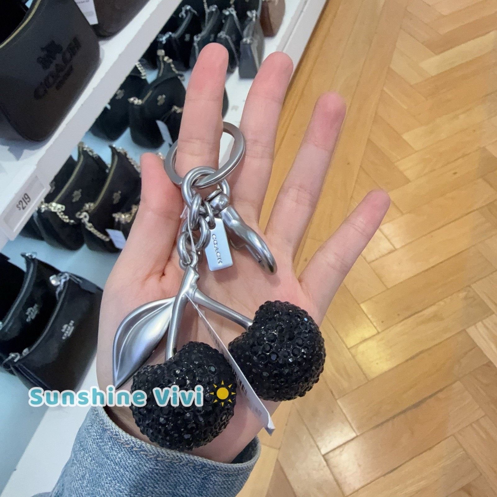 Coach NWT Coach Crystal Cherry Bag Charm Keychain CCD32 Black Size ONE SIZE - 1 Thumbnail