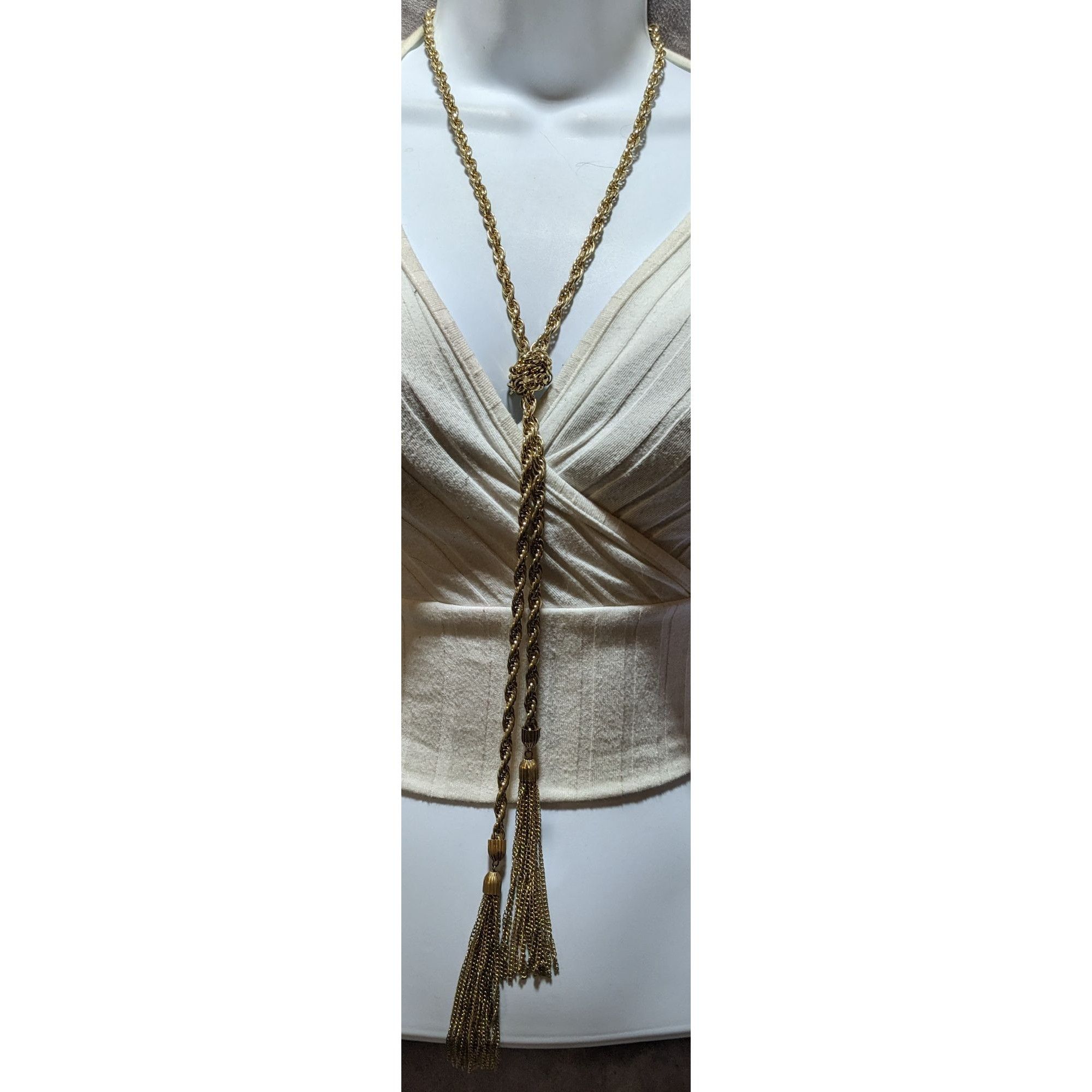 Other Vintage Gold Chain Knotted Tassel Necklace Size ONE SIZE - 6 Thumbnail