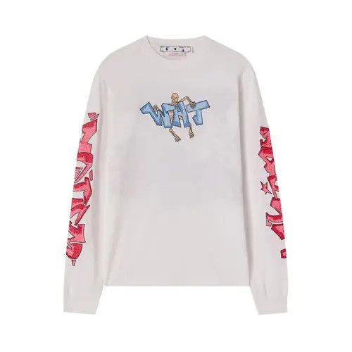 Off-White o1mle1124 Skate Long Sleeve T-Shirt in White/Red Size US XS / EU 42 / 0 - 1 Thumbnail