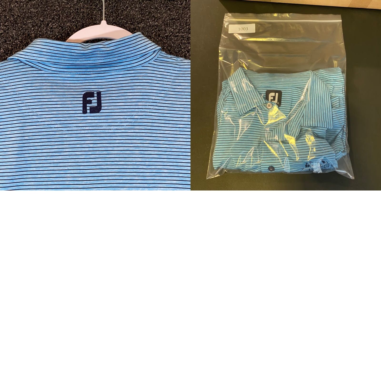 Footjoy FootJoy Polo Shirt Mens XL Blue Striped Performance Golf Size US XL / EU 56 / 4 - 8 Thumbnail
