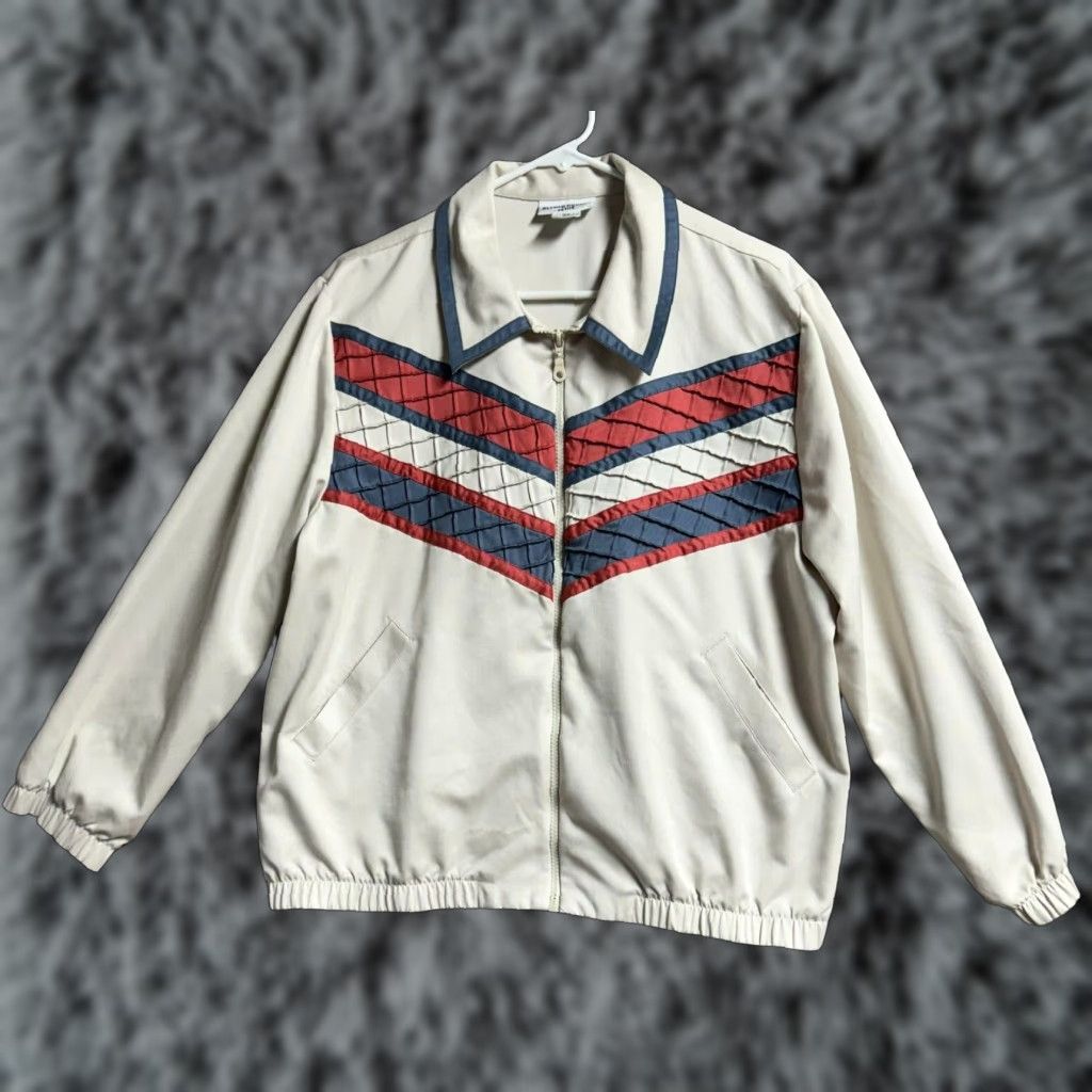 Vintage VINTAGE Alfred Dunner Jacket 16P Petite Zip Lightweight Beige 80s Retro Throwback Geometric Pockets Full Zip Womens Size XXL / US 16-18 / IT 52-54 - 1 Thumbnail