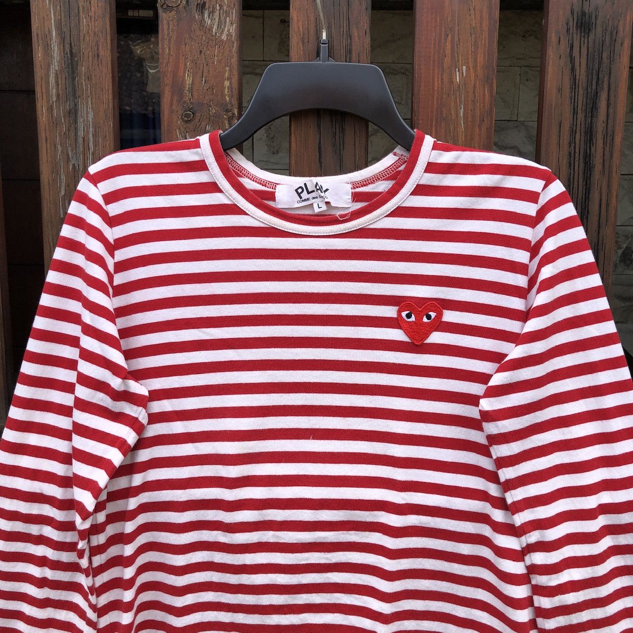Comme des Garcons PLAY Play Comme des Garcons long sleeve stripe tshirt Size L / US 10 / IT 46 - 2 Thumbnail
