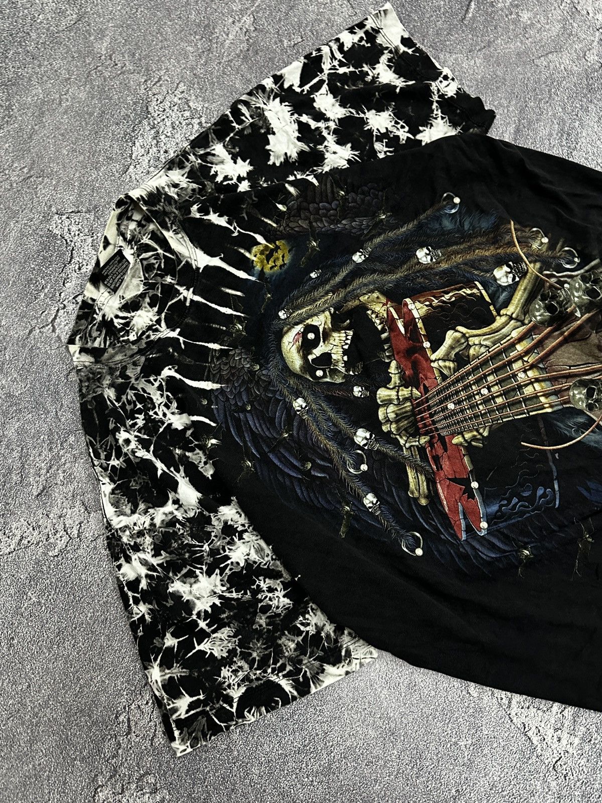 Vintage Vintage 90s Gream Reaper Skeleton Rock T-Shirt Tie-Dye Size US XL / EU 56 / 4 - 11 Thumbnail
