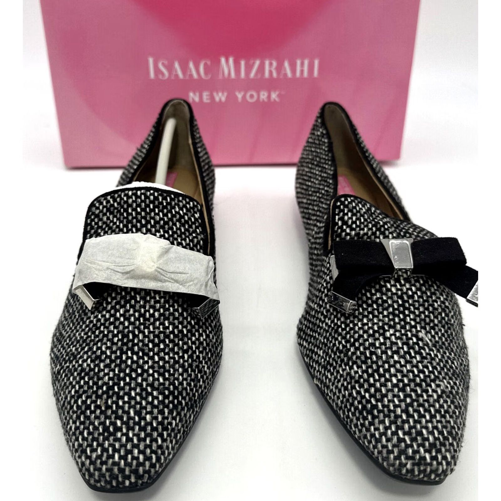 Isaac Mizrahi Isaac Mizrahi New York Loafer Womens Size 10 M Flats Pointed Toe Tweed Black Fabric Box Included Size US 10 / IT 40 - 3 Thumbnail