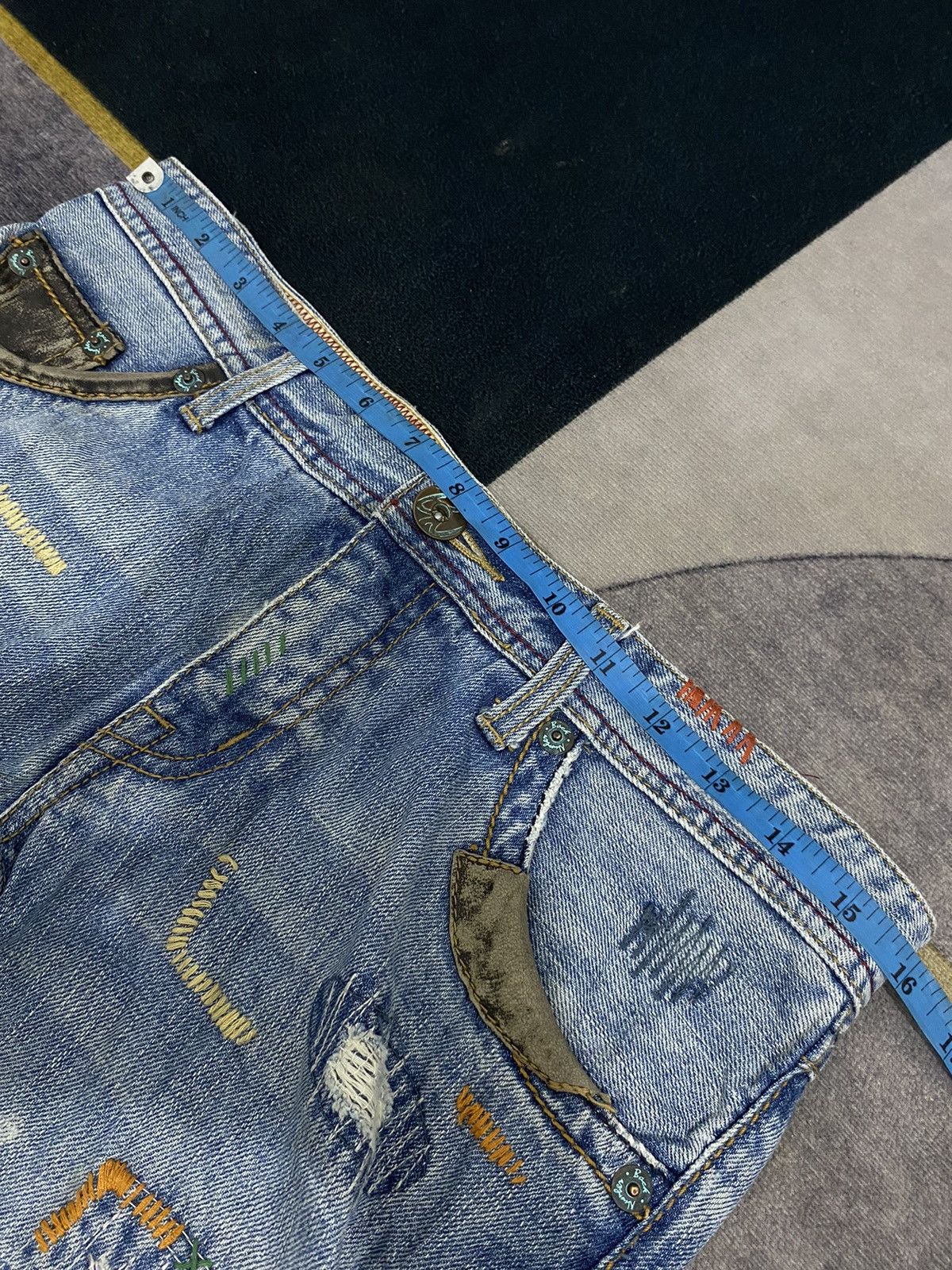 Hysteric Glamour BACK NUMBER DISTRESSED FLARE BOOT CUT DENIM PANTS Size US 32 / EU 48 - 14 Thumbnail