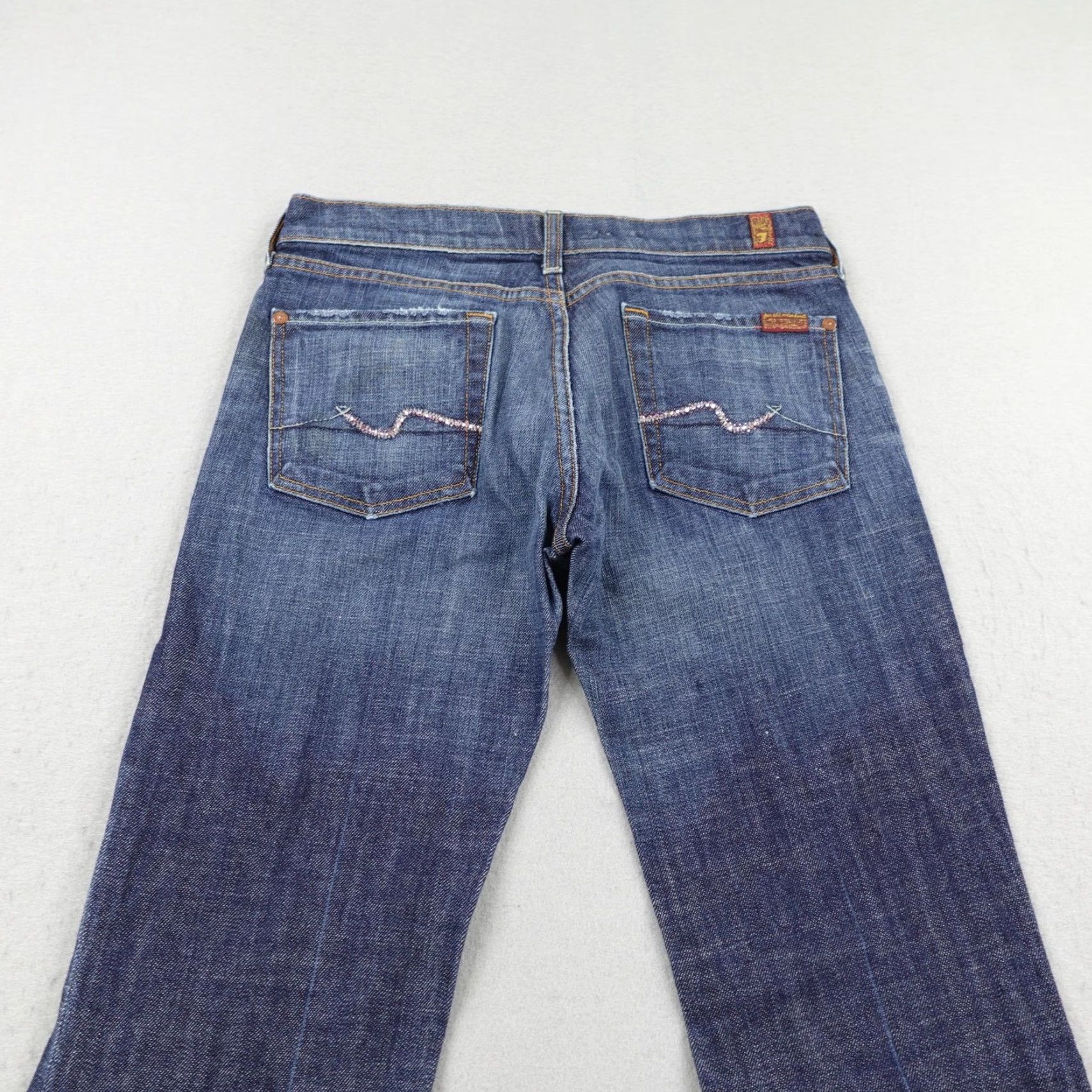 7 For All Mankind 7 For All Mankind Jeans Womens 28 Blue Denim Low Rise Bootcut Flare Y2K Pockets Stretch Size 28" / US 6 / IT 42 - 5 Thumbnail