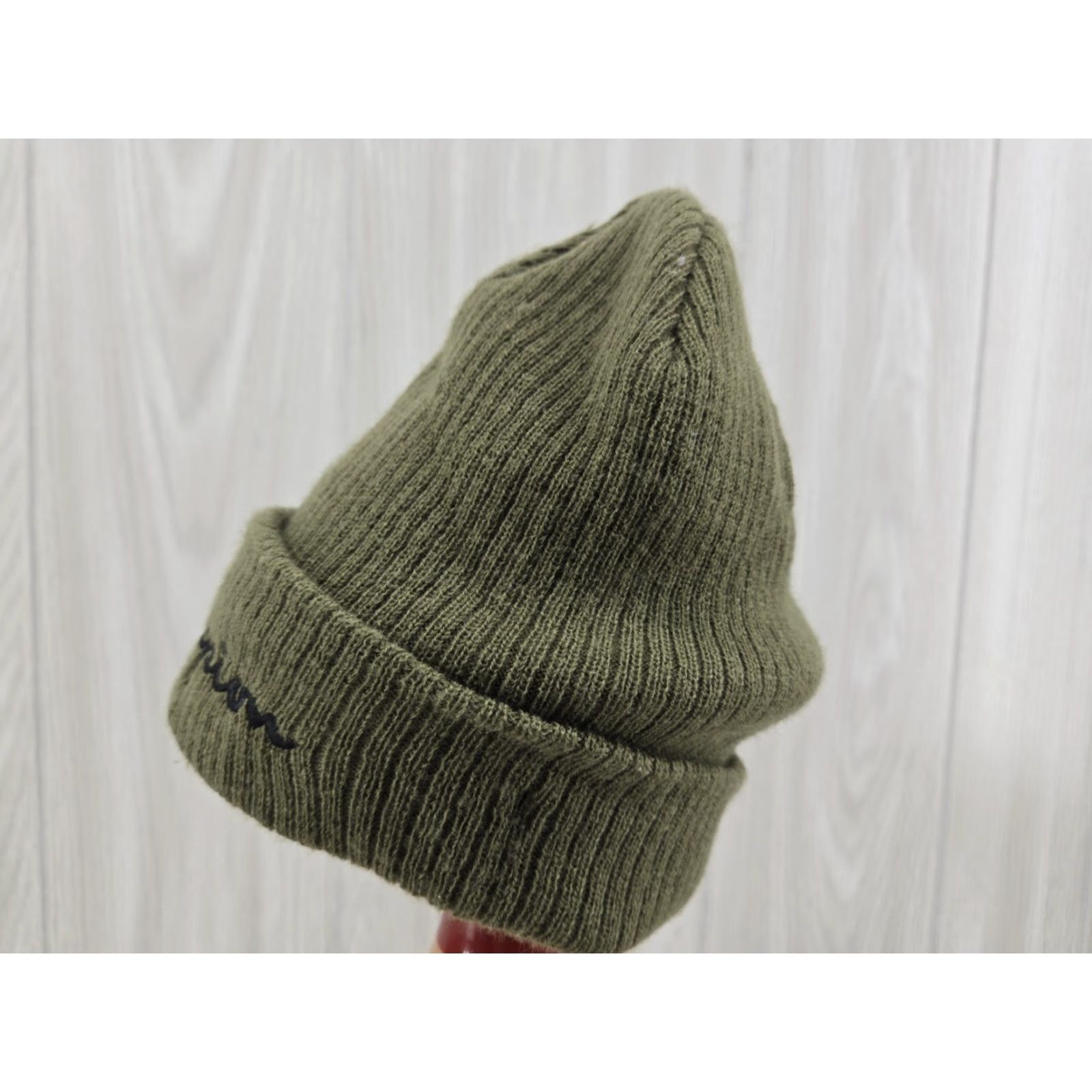 Champion Champion Beanie Cap Spelled Out Army Green Cuff One Size Fits Most Beanie Unisex Adults Winter Lightweight Stretch Knit Acrylic Size ONE SIZE - 6 Thumbnail