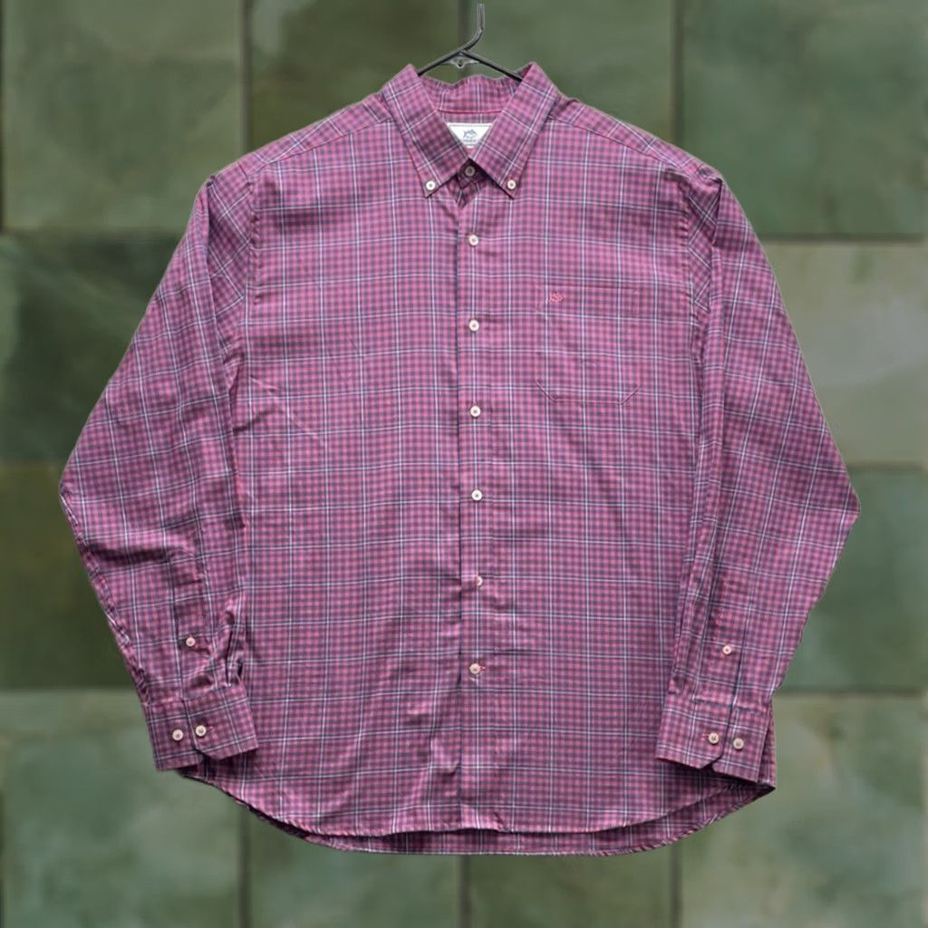 Southern Tide Southern Tide Shirt Mens XL Classic Fit Red Blue Gingham Check Plaid Preppy Fish Size US XL / EU 56 / 4 - 1 Thumbnail