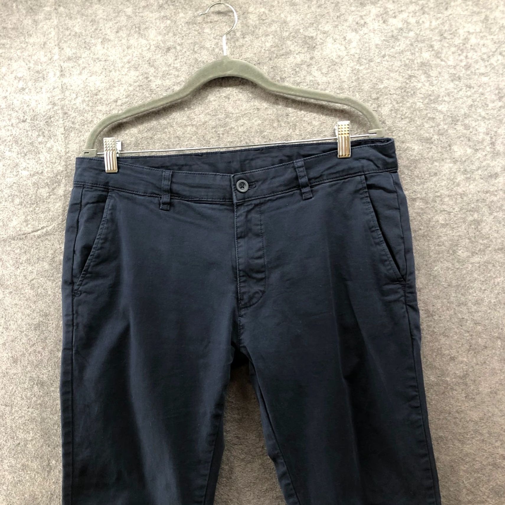 Zara Zara Slim Fit Chino Pants Mens 32x30 Navy Blue Flat Front Stretch Casual Business Travel Slim Cotton Spandex Tapered with Zip Front Men Clothing Size US 32 / EU 48 - 3 Thumbnail